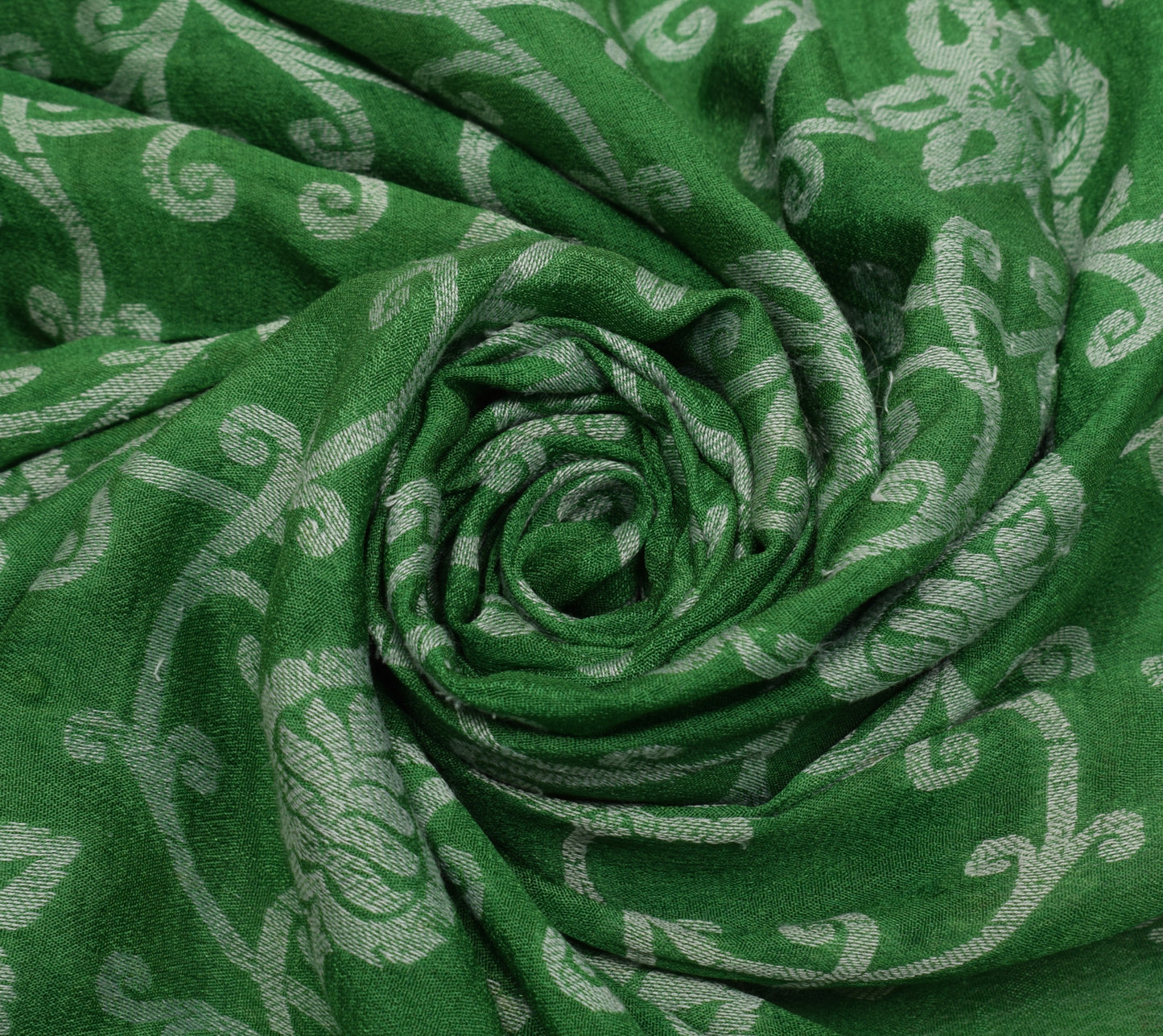 Sushila Vintage Green Saree 100% Pure Georgette Silk Woven Floral Craft Fabric