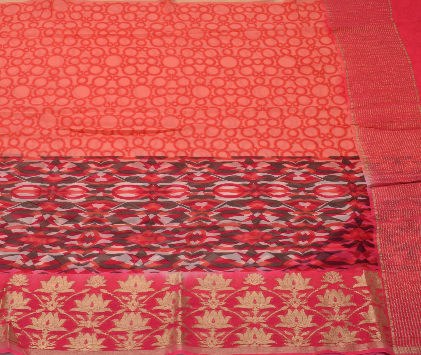 Sushila Vintage Indian Sari 100% Pure Georgette Silk Printed 5 Yard Craft Fabric