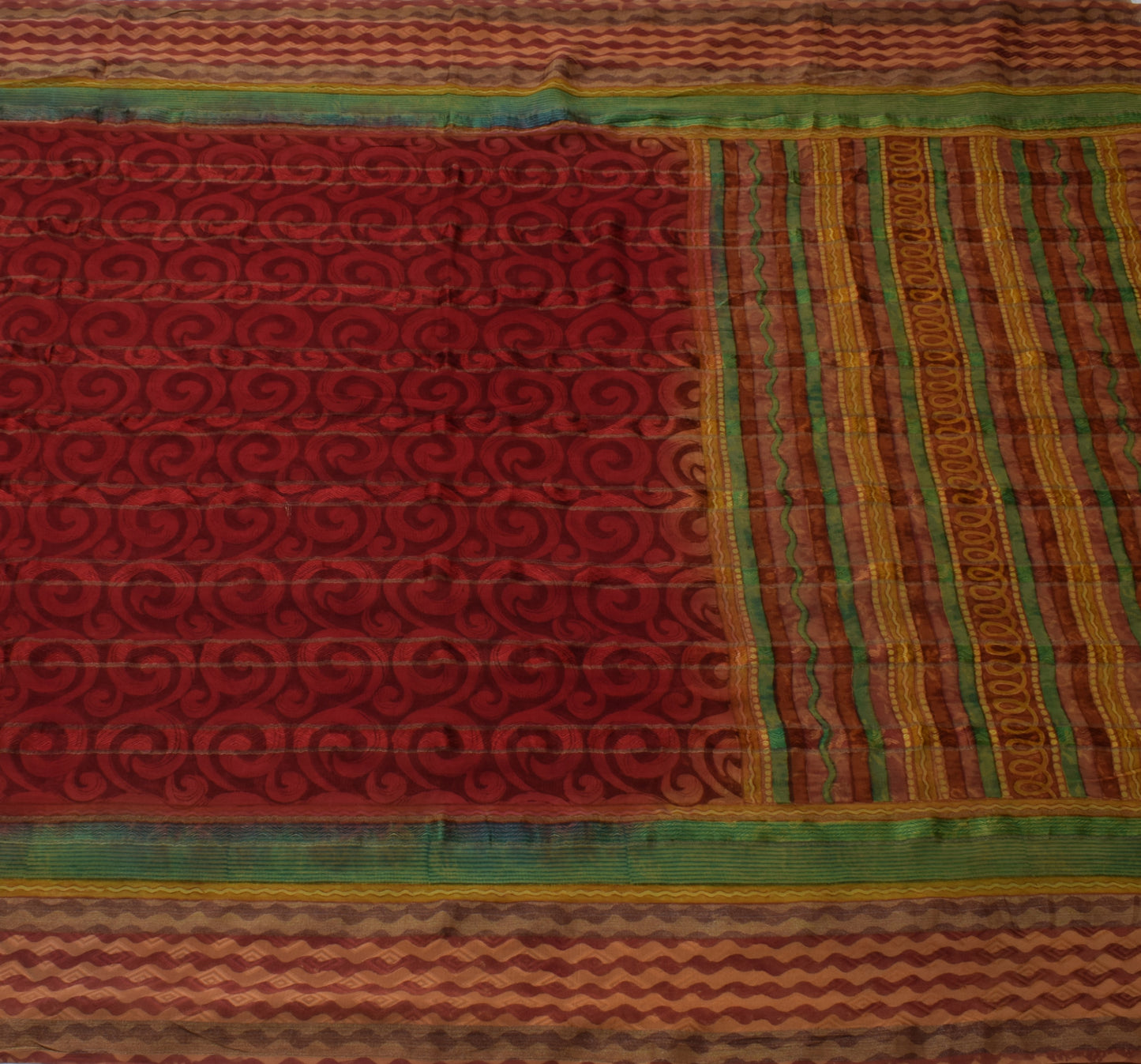 Sushila Vintage Indian Saree Pure Georgette Silk Printed 5 Yard Craft Fabric