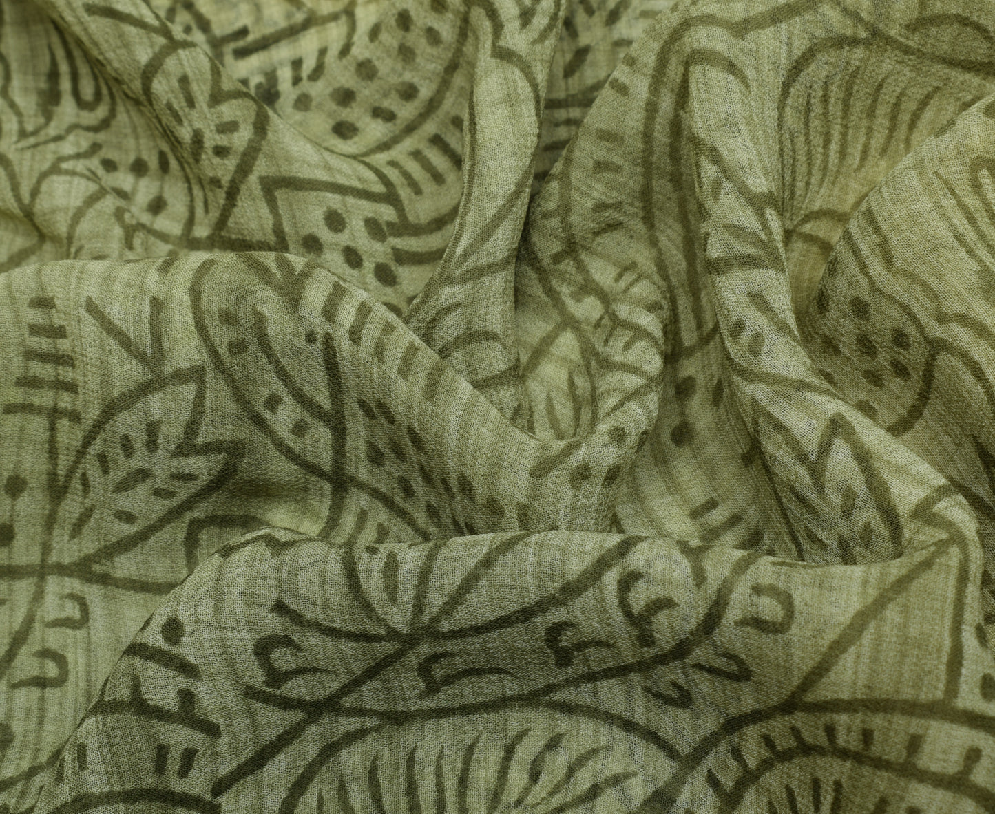 Sushila Vintage Green Saree 100% Pure Georgette Silk Printed Floral Craft Fabric