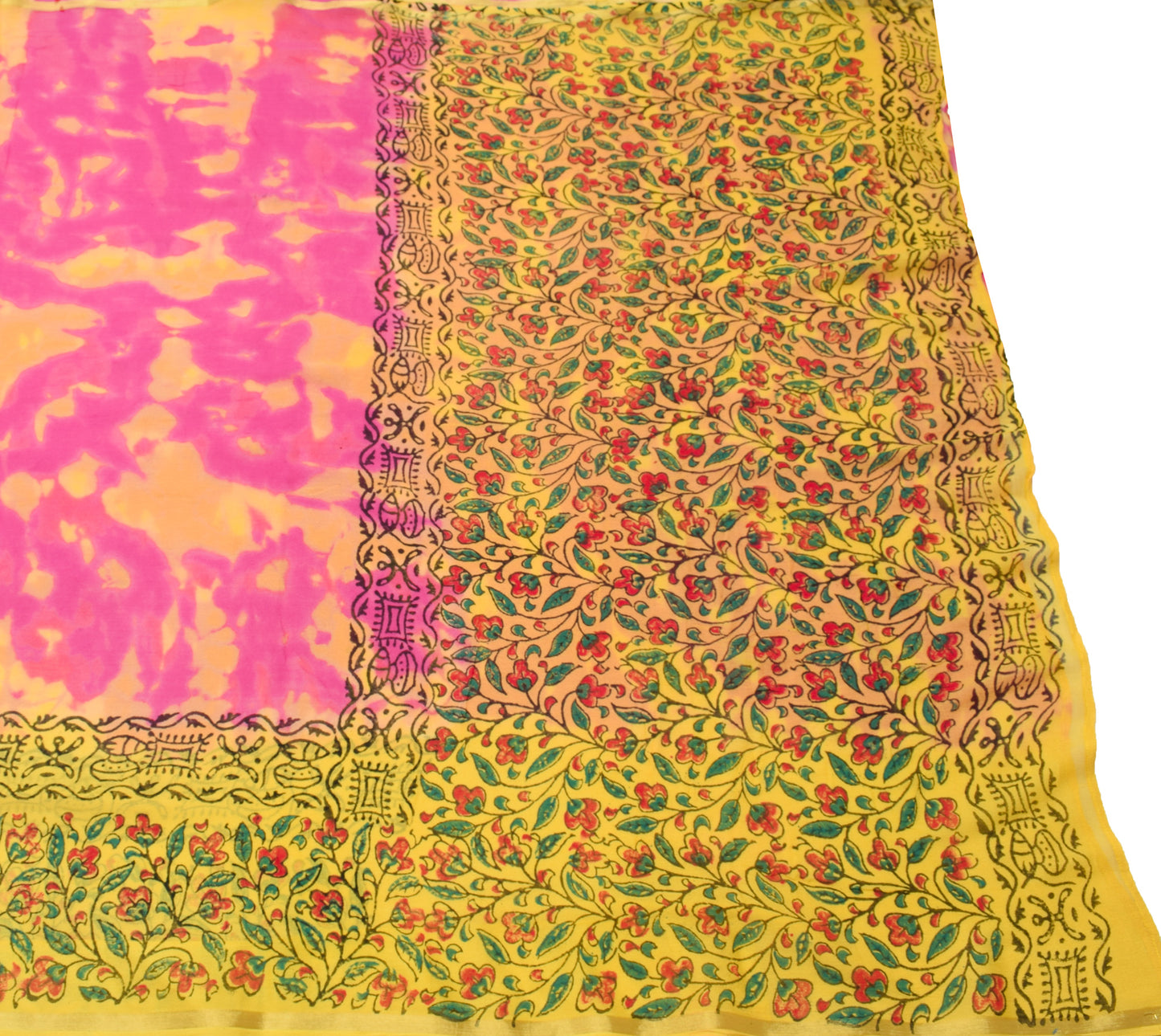 Sushila Vintage Purple Saree 100% Pure Georgette Silk Printed 5 YD Craft Fabric