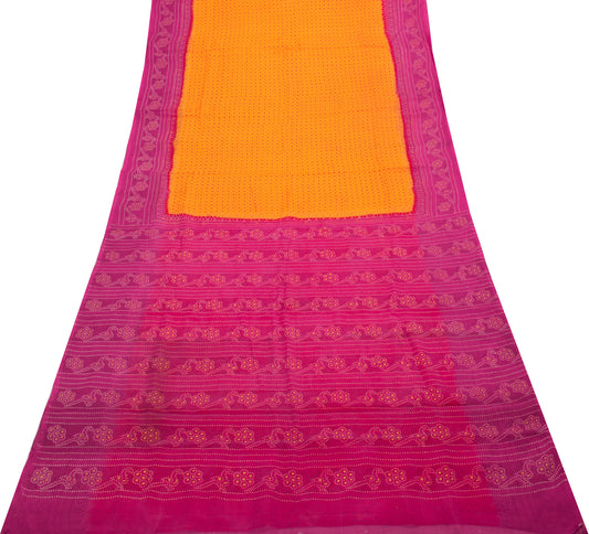 Sushila Vintage Dark Pink Scrap Saree 100% Pure Silk Printed Paisley Sari  Fabric