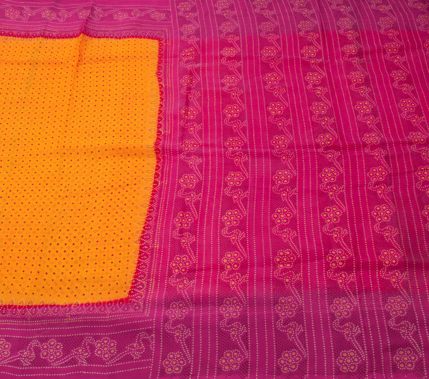 Sushila Vintage Yellow Saree 100% Pure Georgette Silk Printed 5 YD Craft Fabric