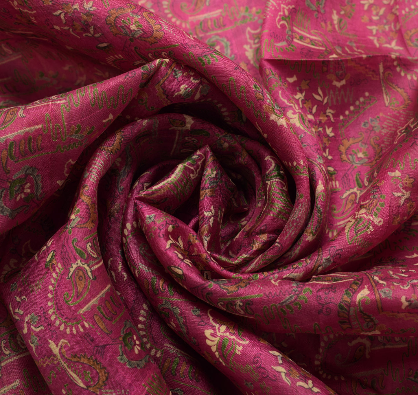 Sushila Vintage Magenta Saree 100% Pure Silk Printed Floral Soft Craft Fabric