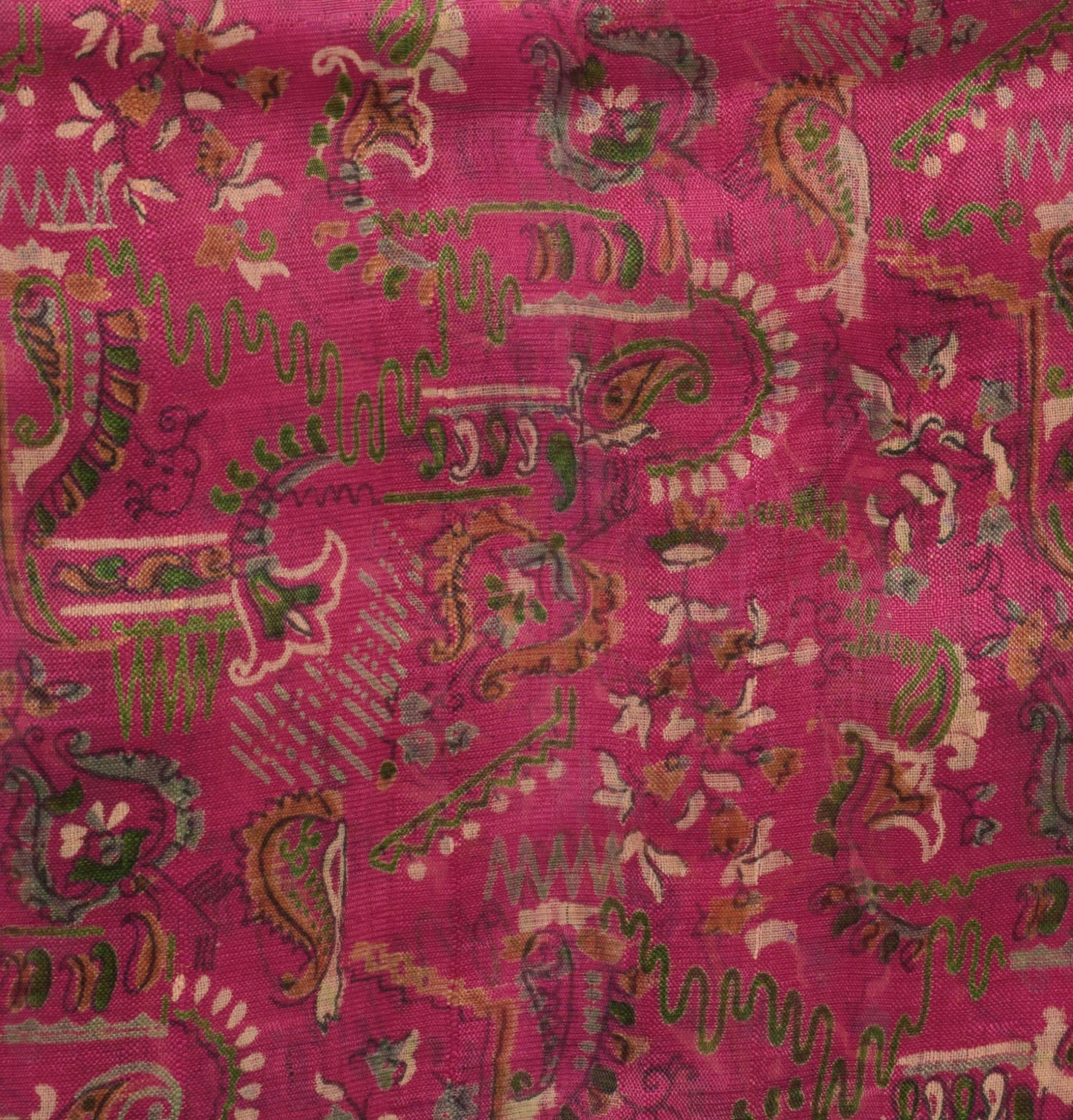 Sushila Vintage Magenta Saree 100% Pure Silk Printed Floral Soft Craft Fabric