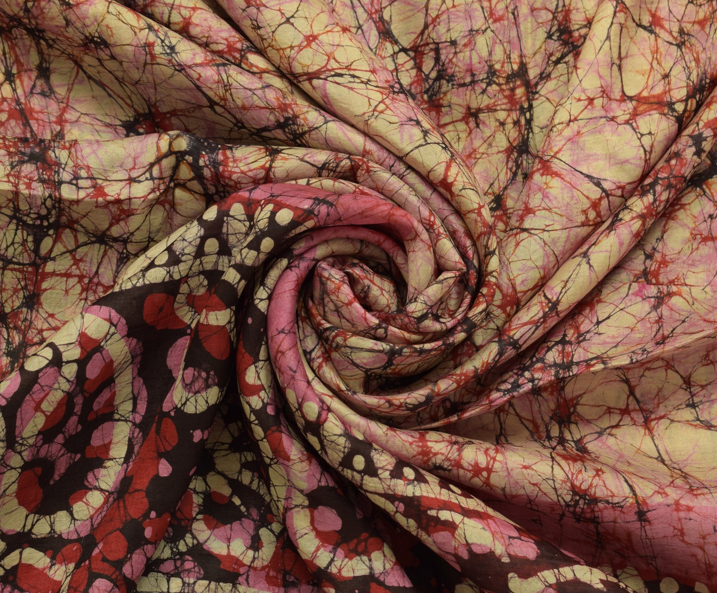 Sushila Vintage Cream Saree 100% Pure Silk Batik Printed Floral 5Yd Craft Fabric