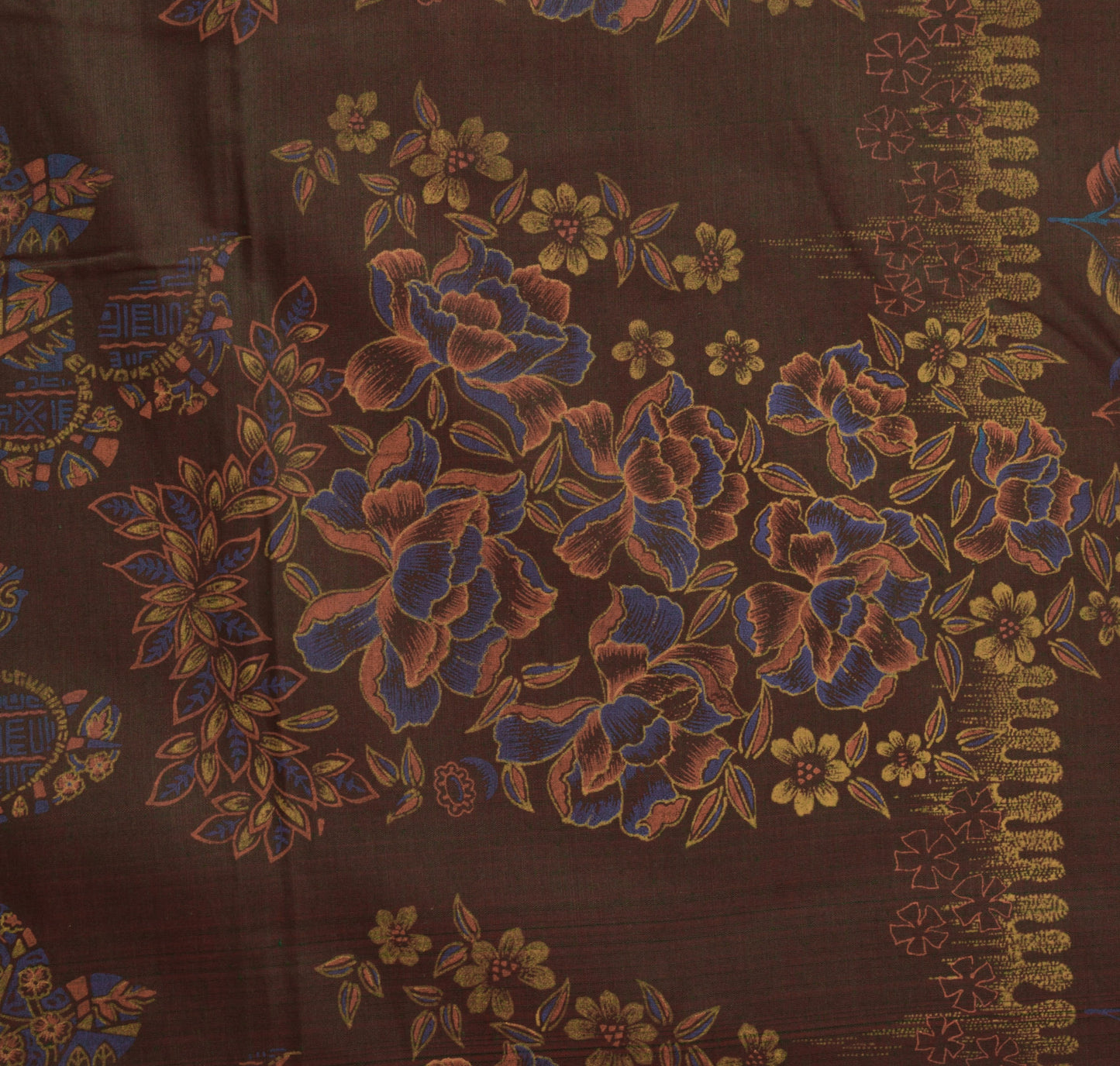 Sushila Vintage 2 Tone Saree Blend Cotton Printed Floral Soft Craft Fabric