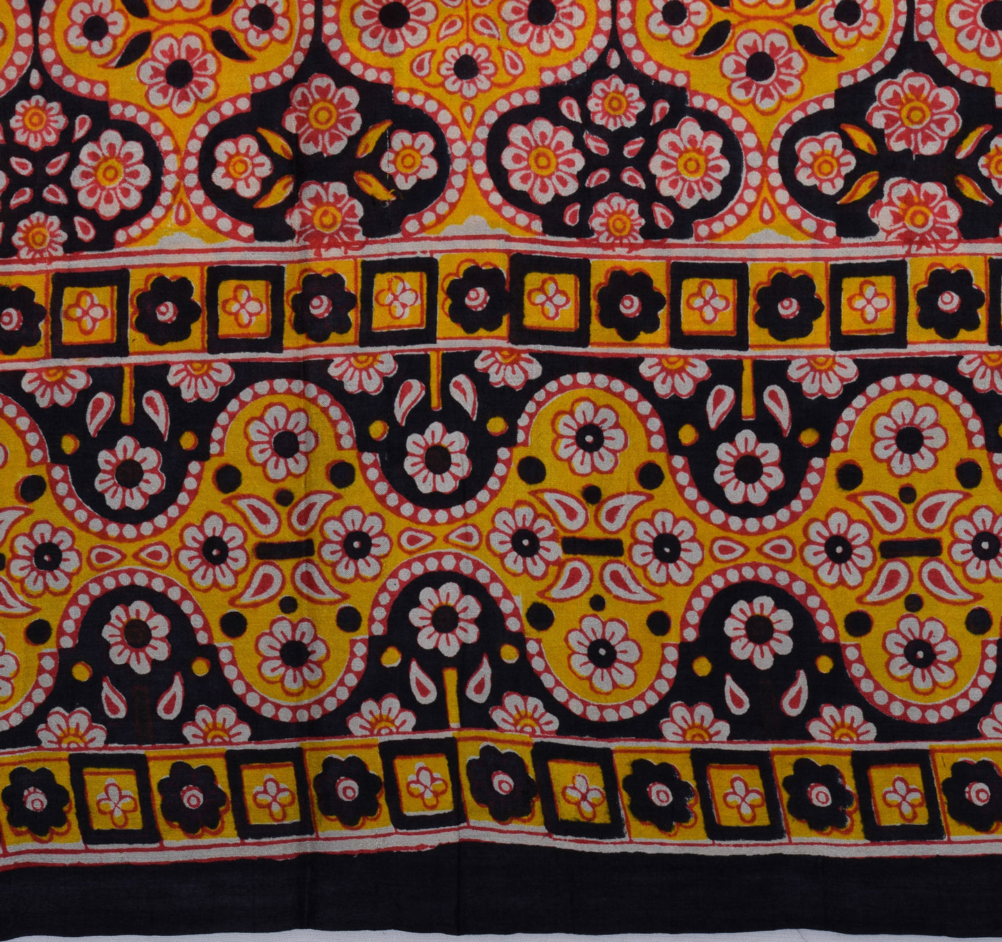 Sushila Vintage Black Saree 100% Pure Silk Printed Floral Soft Craft 5YD Fabric