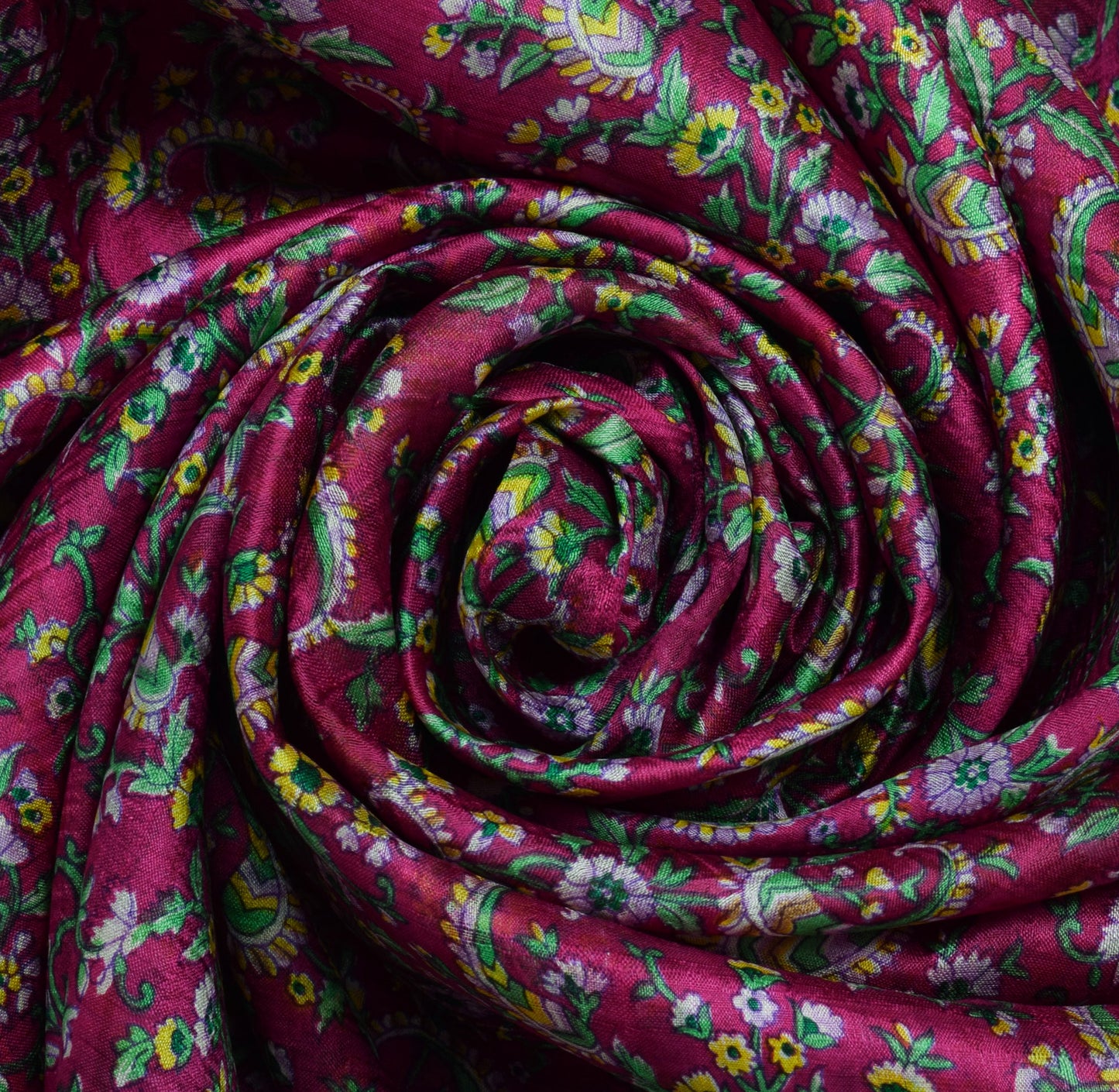 Sushila Vintage Magenta Saree 100% Pure Silk Printed Floral Soft Craft Fabric