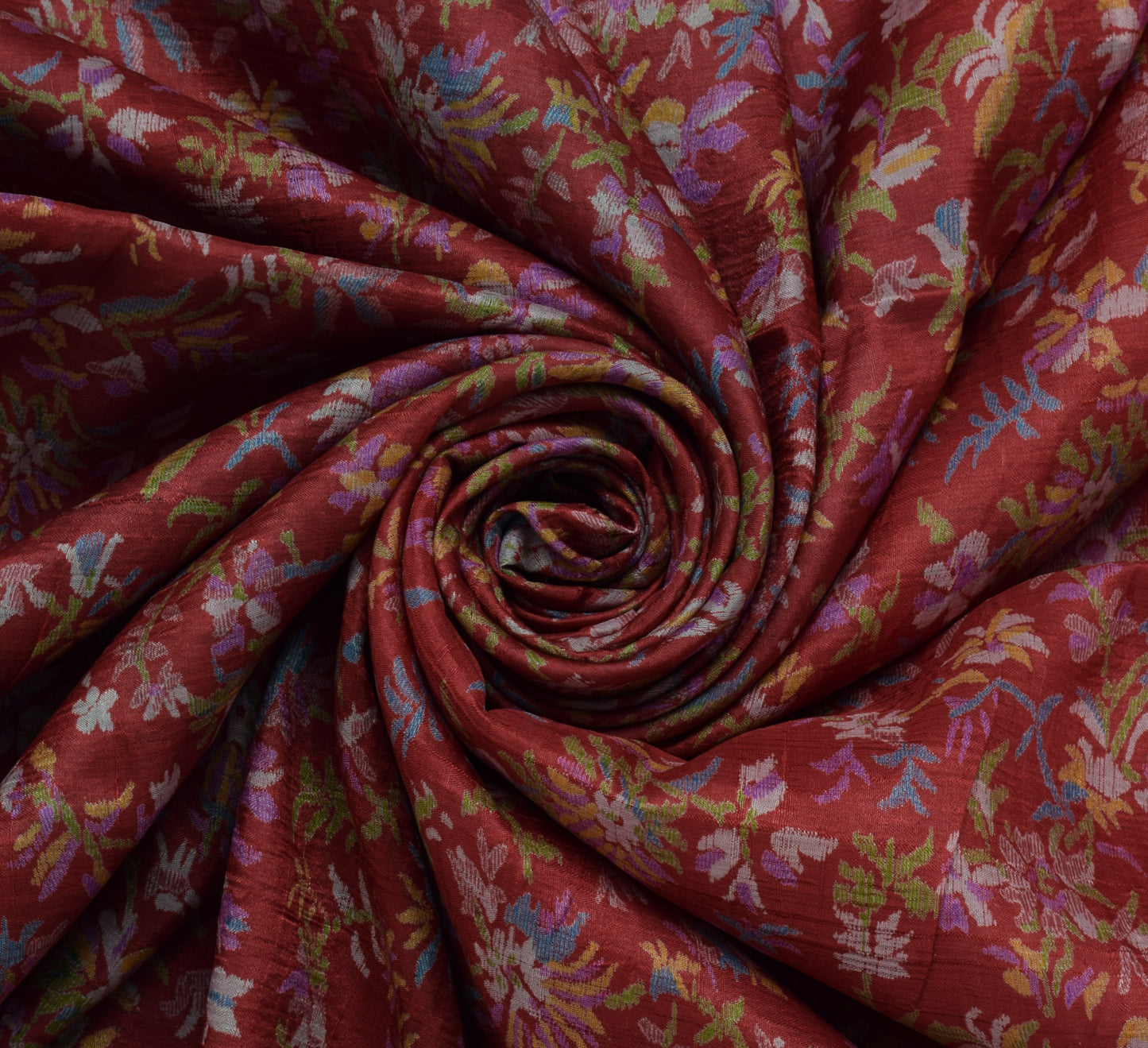 Sushila Vintage Peach Saree 100% Pure Silk Printed Floral Soft Craft Fabric