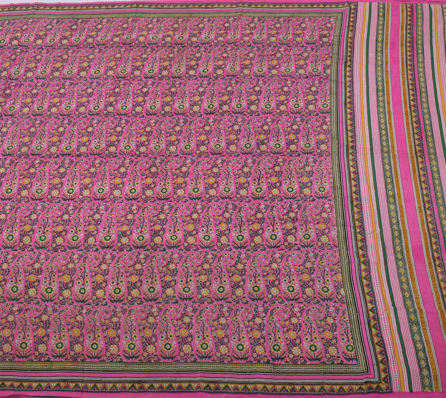 Sushila Vintage Pink Saree 100% Pure Silk Printed Floral Soft Craft 5YD Fabric