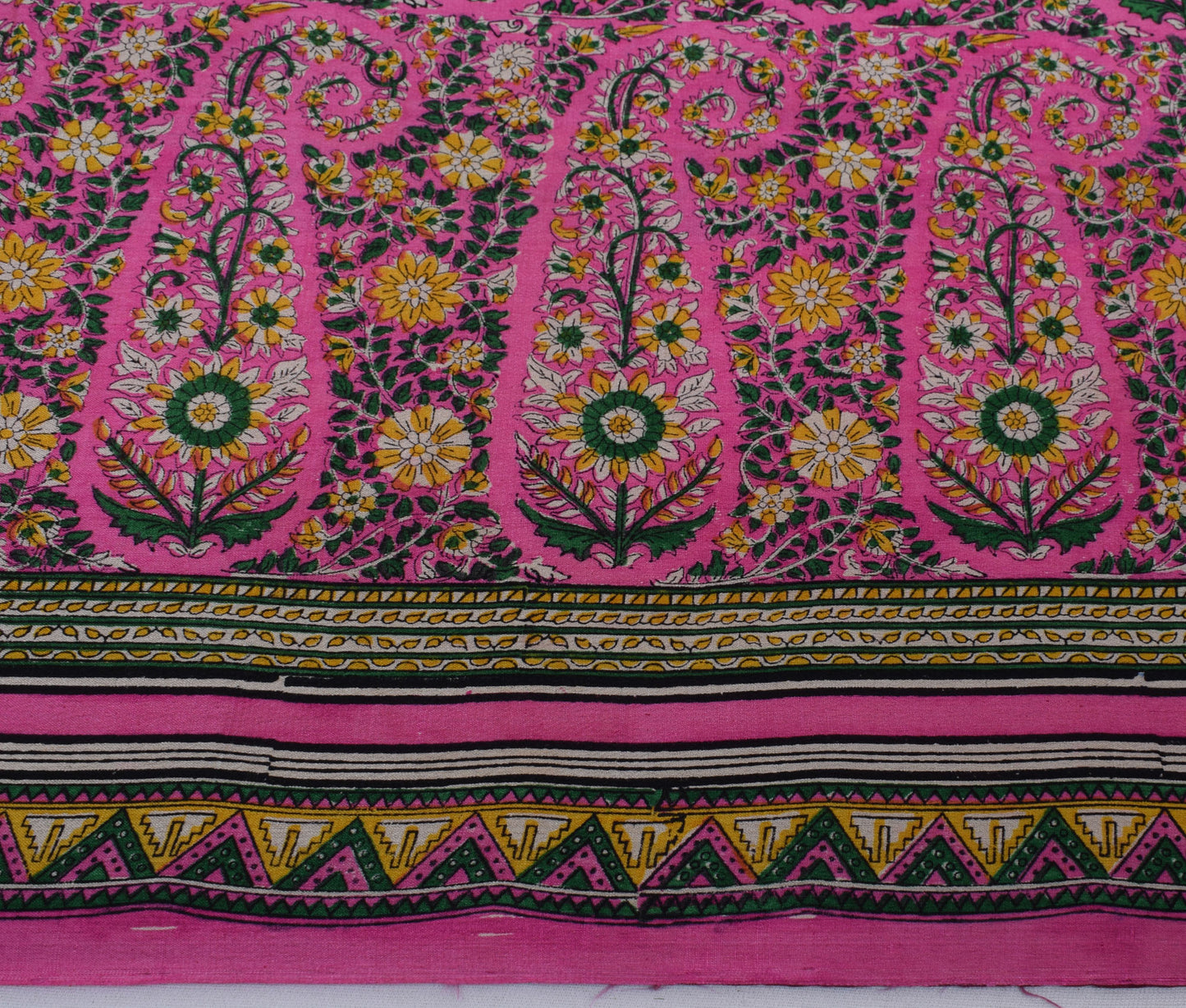 Sushila Vintage Pink Saree 100% Pure Silk Printed Floral Soft Craft 5YD Fabric