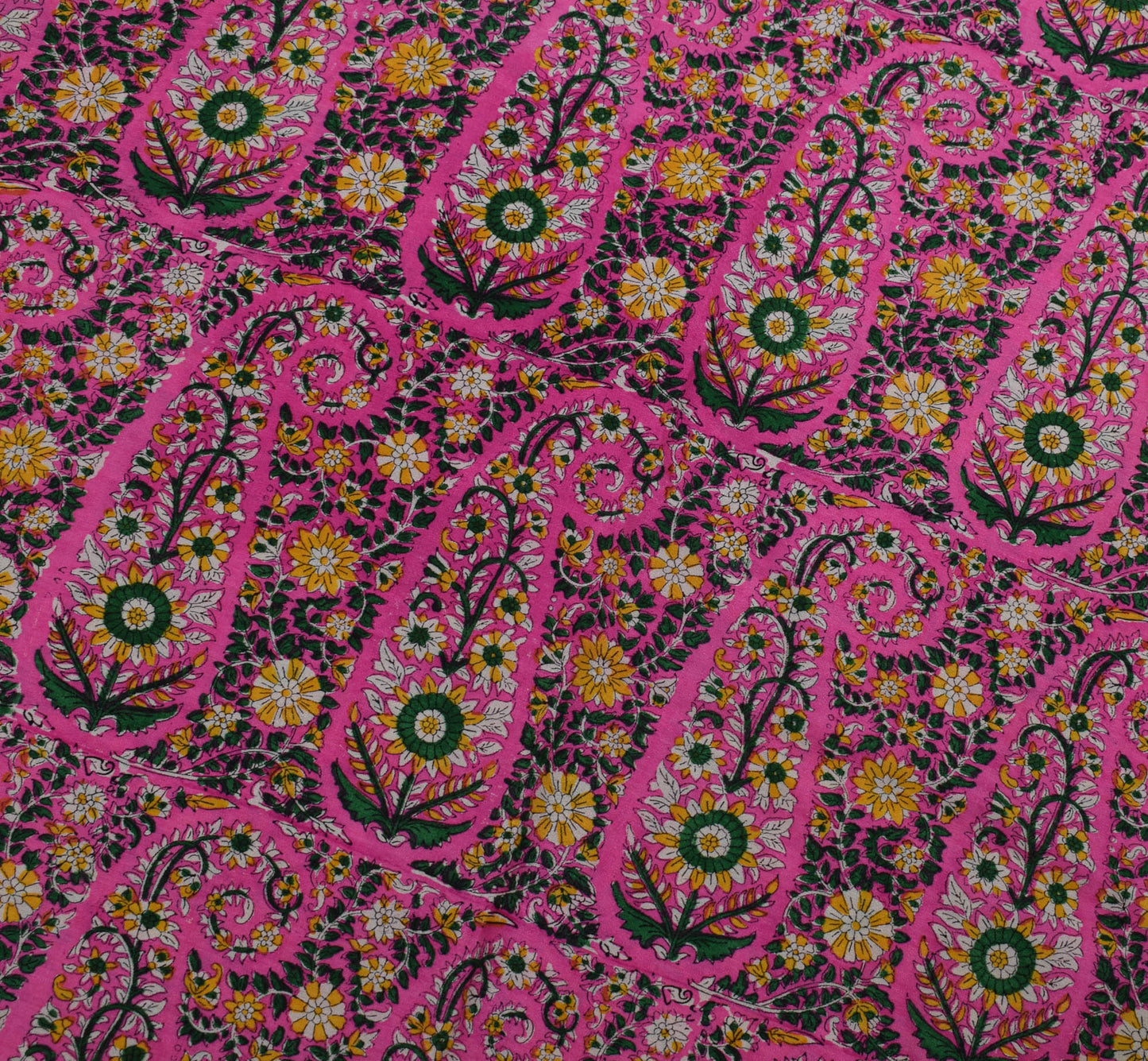 Sushila Vintage Pink Saree 100% Pure Silk Printed Floral Soft Craft 5YD Fabric