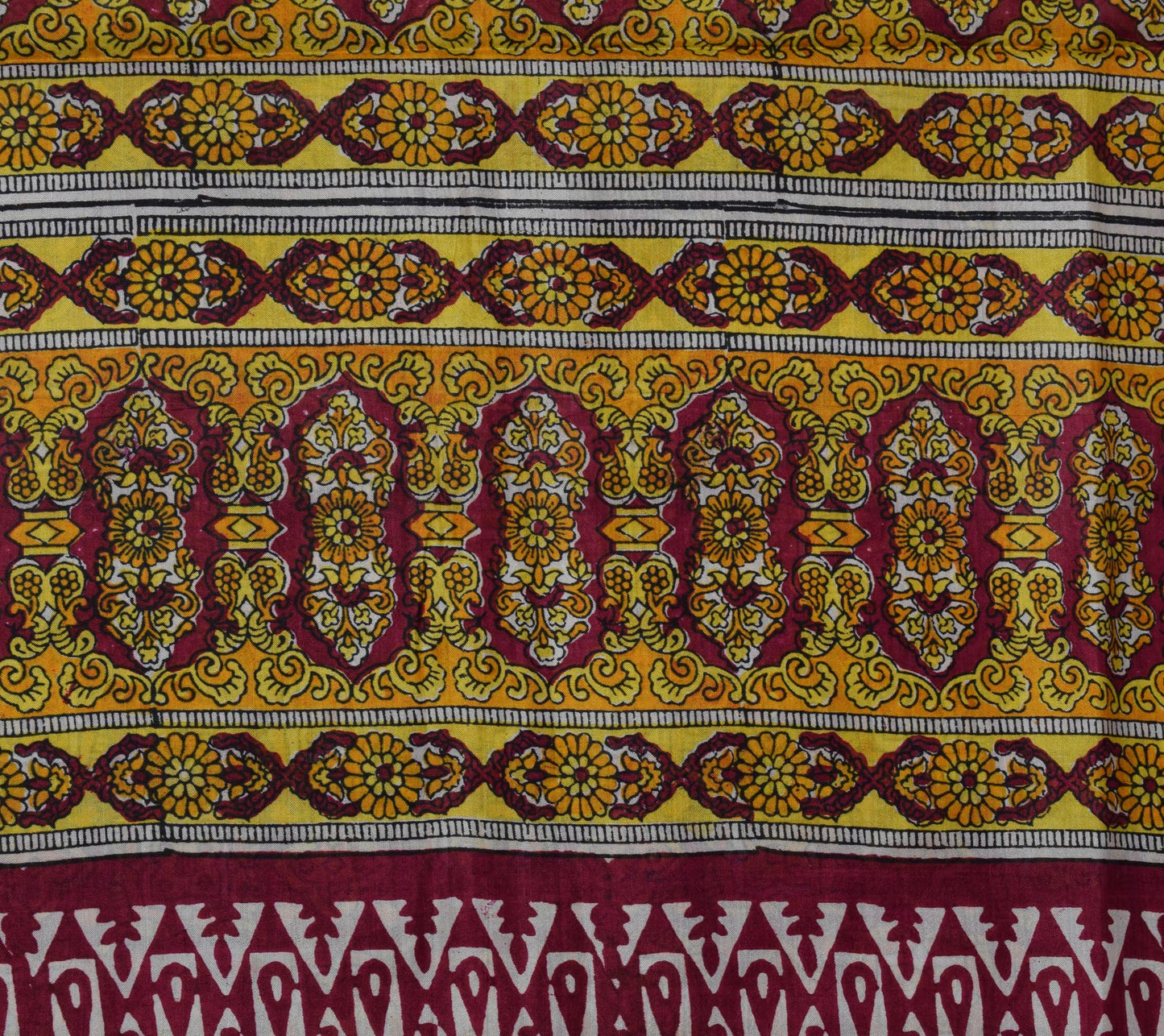 Sushila Vintage Yellow Saree 100% Pure Silk Printed Floral Soft Craft Fabric