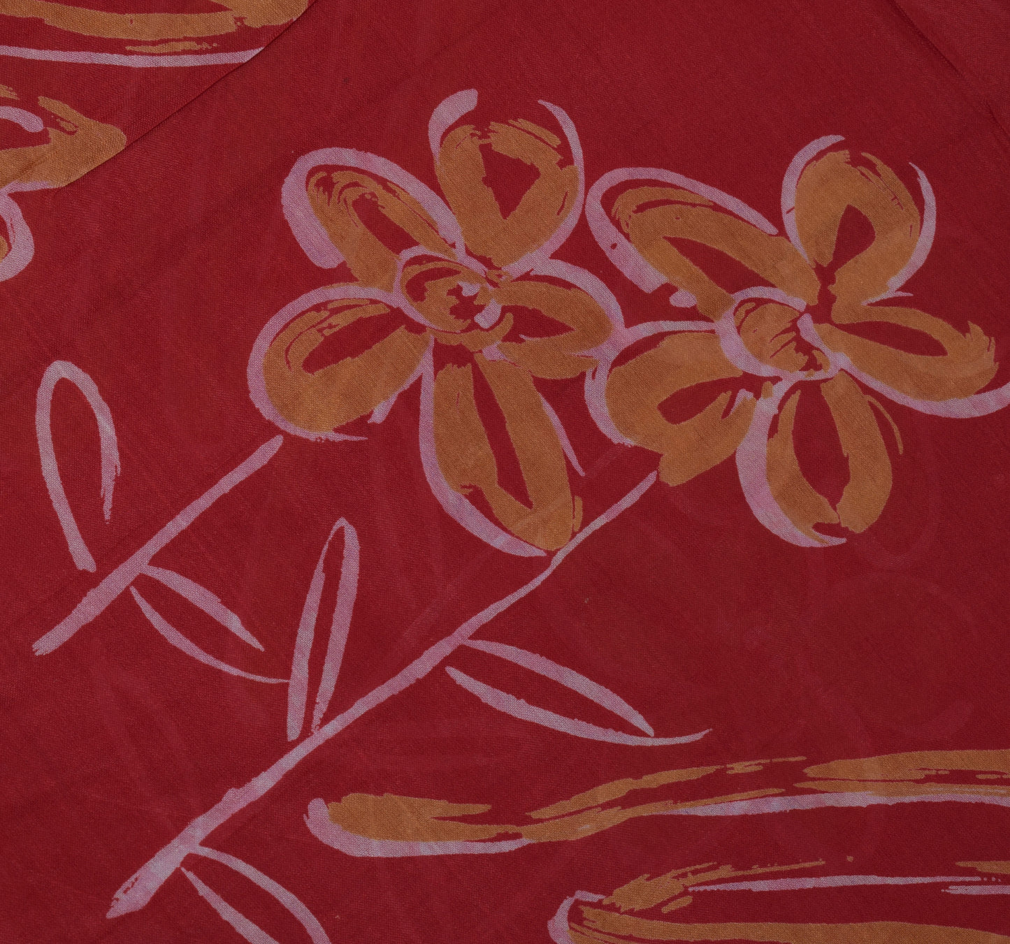 Sushila Vintage Red Saree 100% Pure Silk Printed & Woven Soft Craft 5 YD Fabric