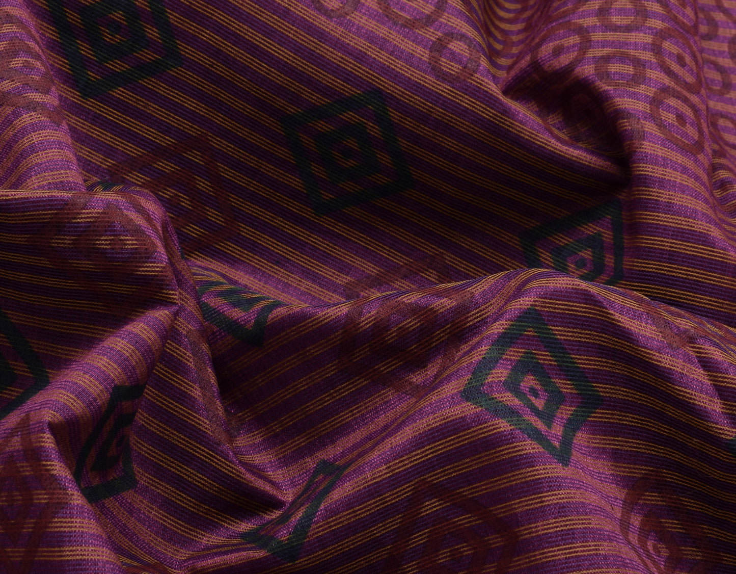 Sushila Vintage Purple Saree Blend Silk Printed & Woven Soft Craft 5 Yard Fabric