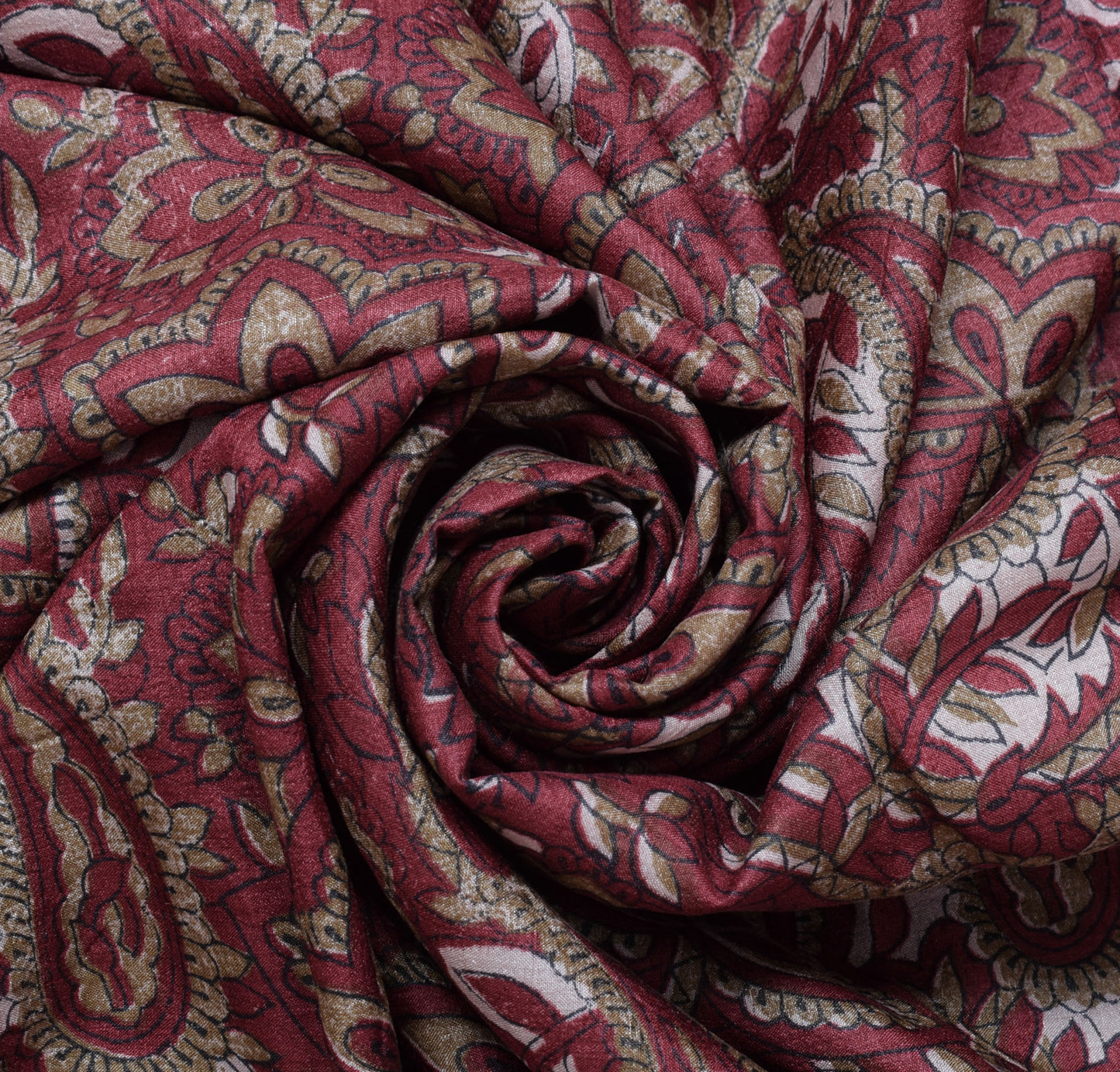 Sushila Vintage Maroon Saree 100% Pure Silk Printed Floral Soft Craft Fabric