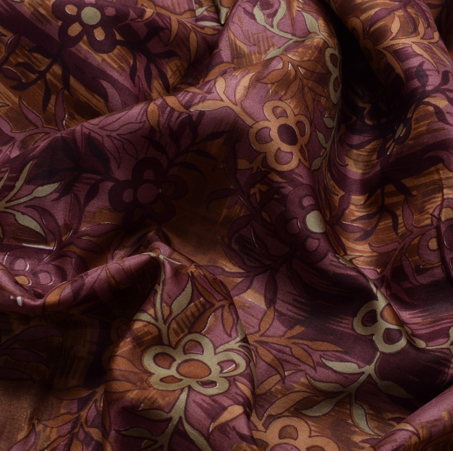 Sushila Vintage Mauve Saree 100% Pure Silk Printed Floral Soft Craft 5 YD Fabric