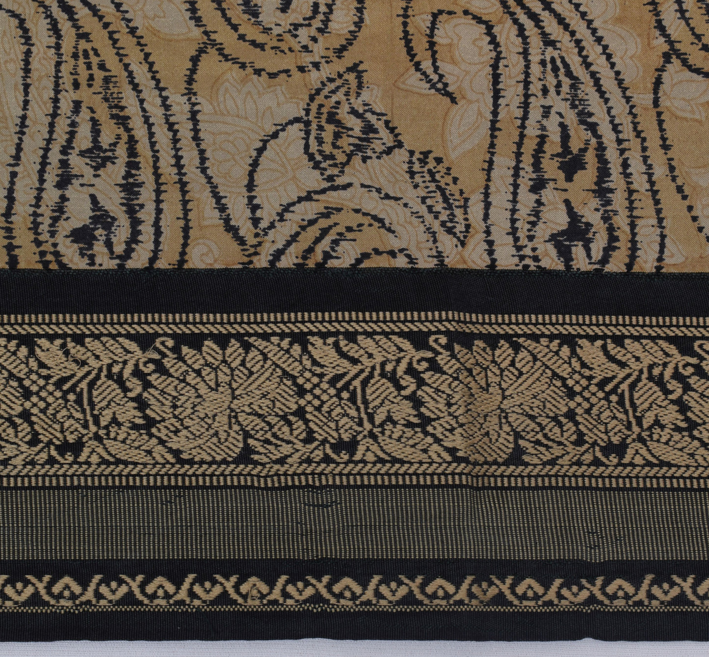 Sushila Vintage Brown Saree 100% Pure Silk Printed Paisley Soft Craft Fabric