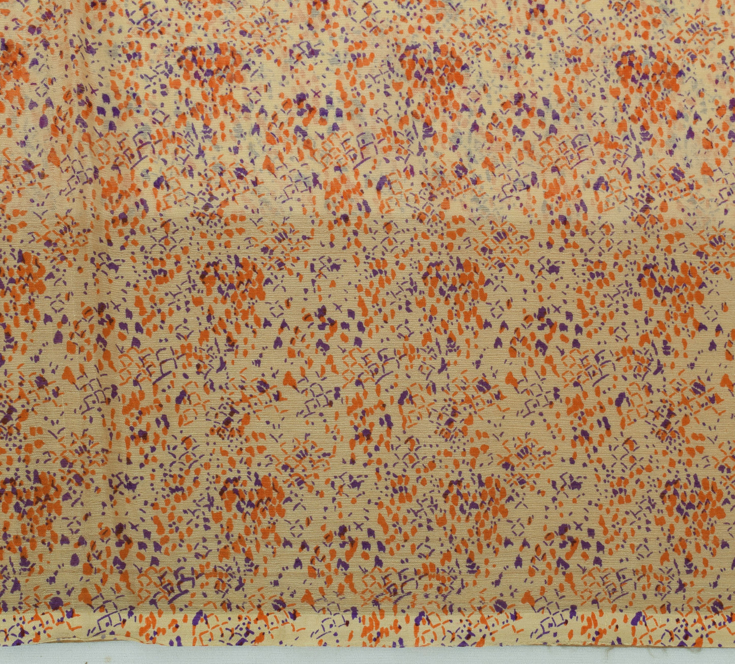 Sushila Vintage Cream Saree 100% Pure Silk Printed Floral Soft Craft Fabric