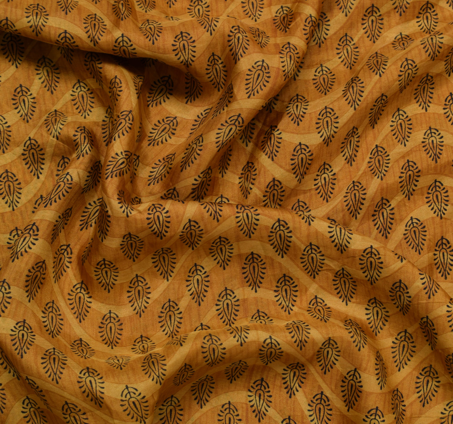 Sushila Vintage Brown Saree 100% Pure Silk Printed Floral Soft Craft Fabric