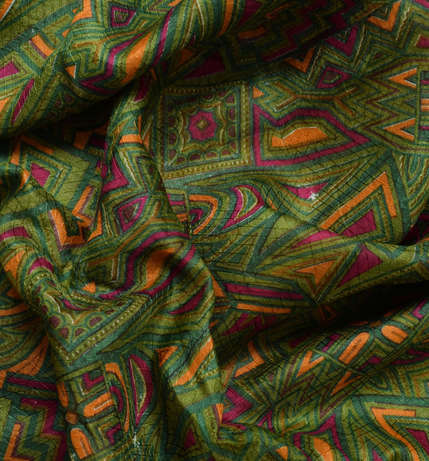 Sushila Vintage Green Saree 100% Pure Silk Printed Floral Soft Craft Fabric