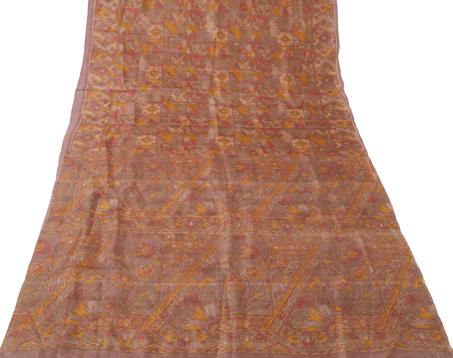 Sushila Vintage Indian Sari 100% Pure Silk Printed Floral Soft Craft Fabric