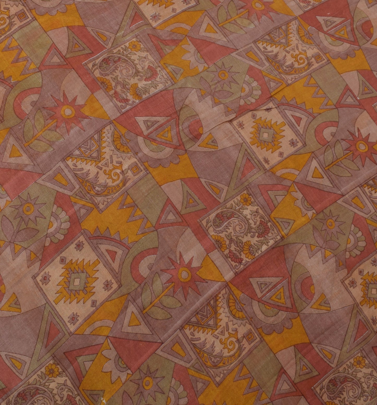 Sushila Vintage Indian Sari 100% Pure Silk Printed Floral Soft Craft Fabric