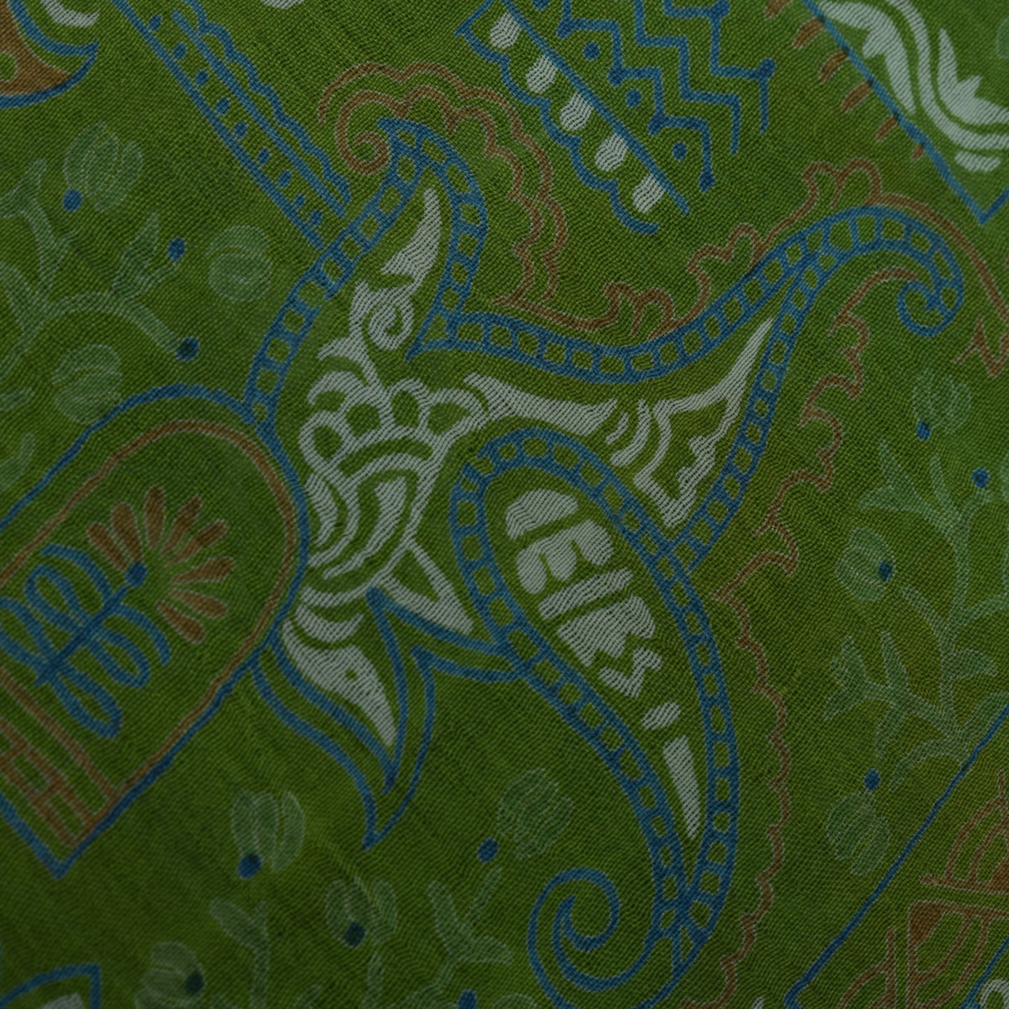 Sushila Vintage Green Saree 100% Pure Silk Printed Paisley 5 Yard Craft Fabric