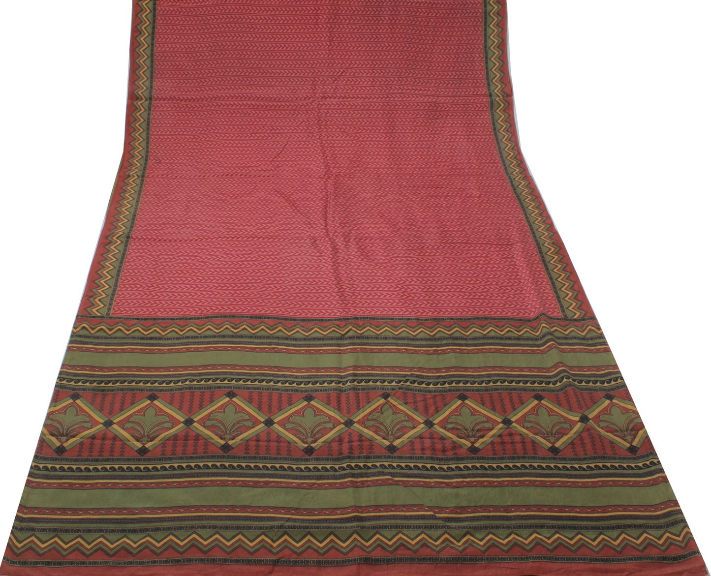 Sushila Vintage Saree 100% Pure Silk Printed Indian Soft Sari Craft Fabric