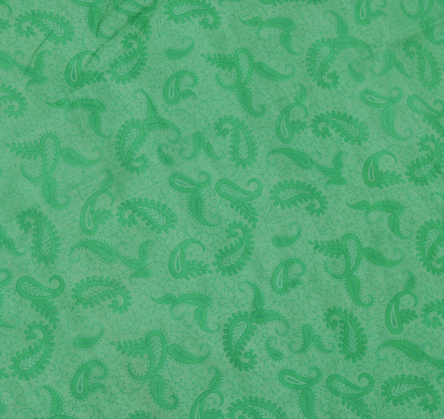 Sushila Vintage Green Saree 100% Pure Silk Printed Floral Soft 5 YD Craft Fabric