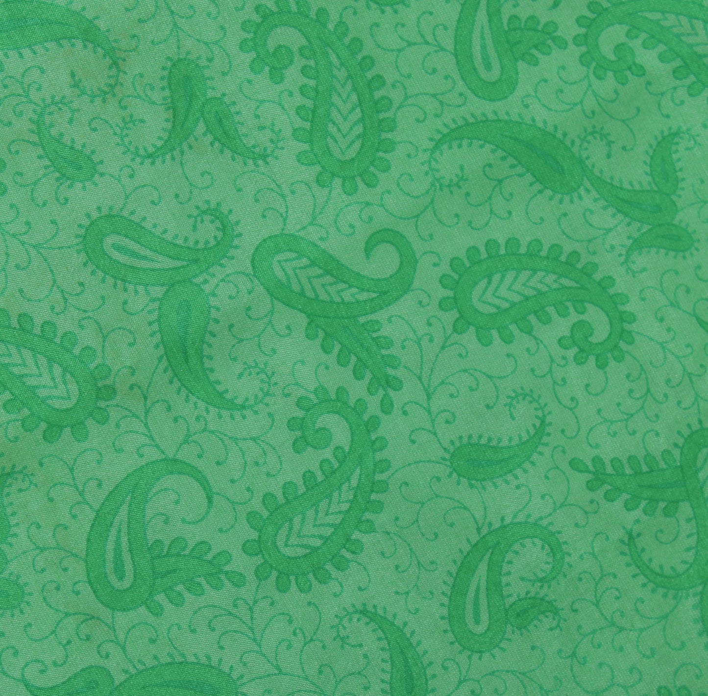 Sushila Vintage Green Saree 100% Pure Silk Printed Floral Soft 5 YD Craft Fabric