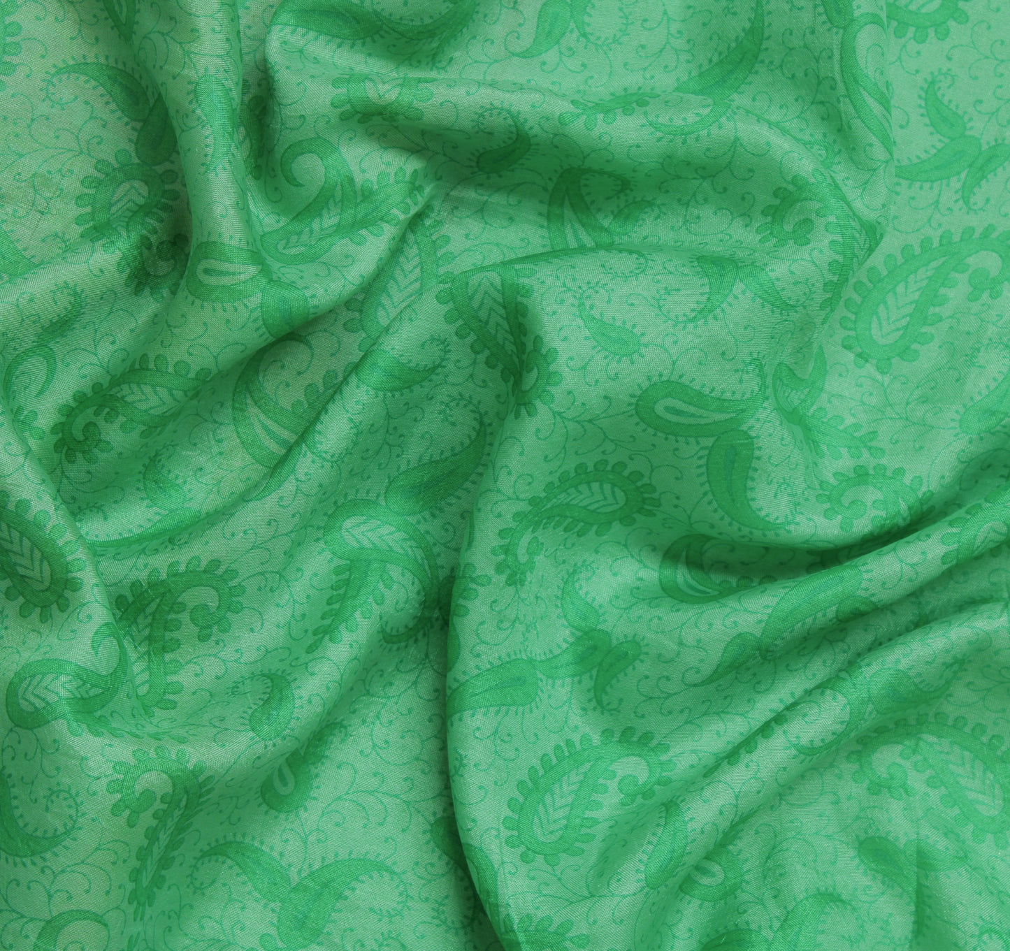 Sushila Vintage Green Saree 100% Pure Silk Printed Floral Soft 5 YD Craft Fabric