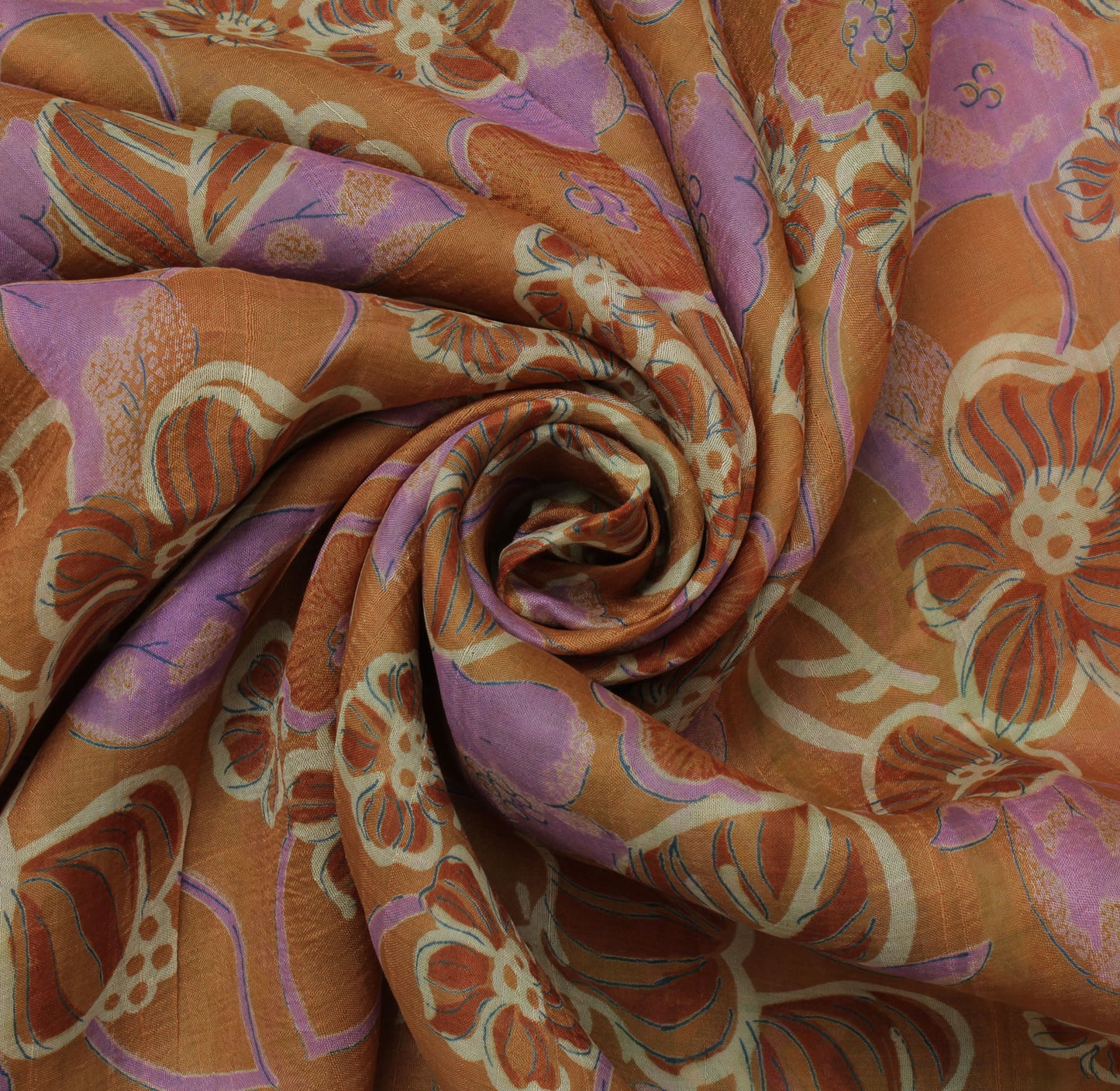 Sushila Vintage Brown Saree 100% Pure Silk Printed Floral Soft Craft Fabric