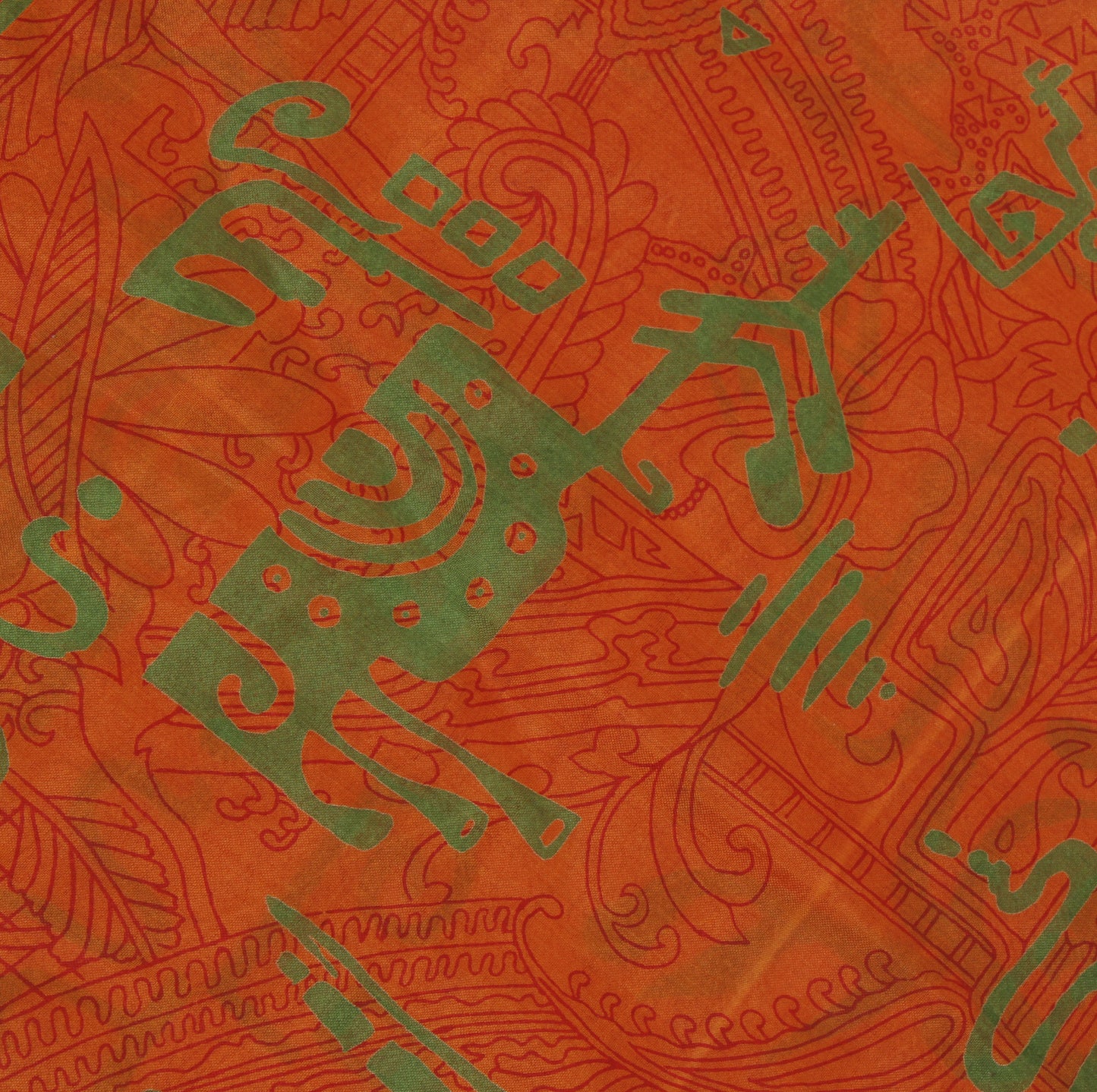 Sushila Vintage Orange Saree 100% Pure Silk Printed Floral Soft Craft Fabric