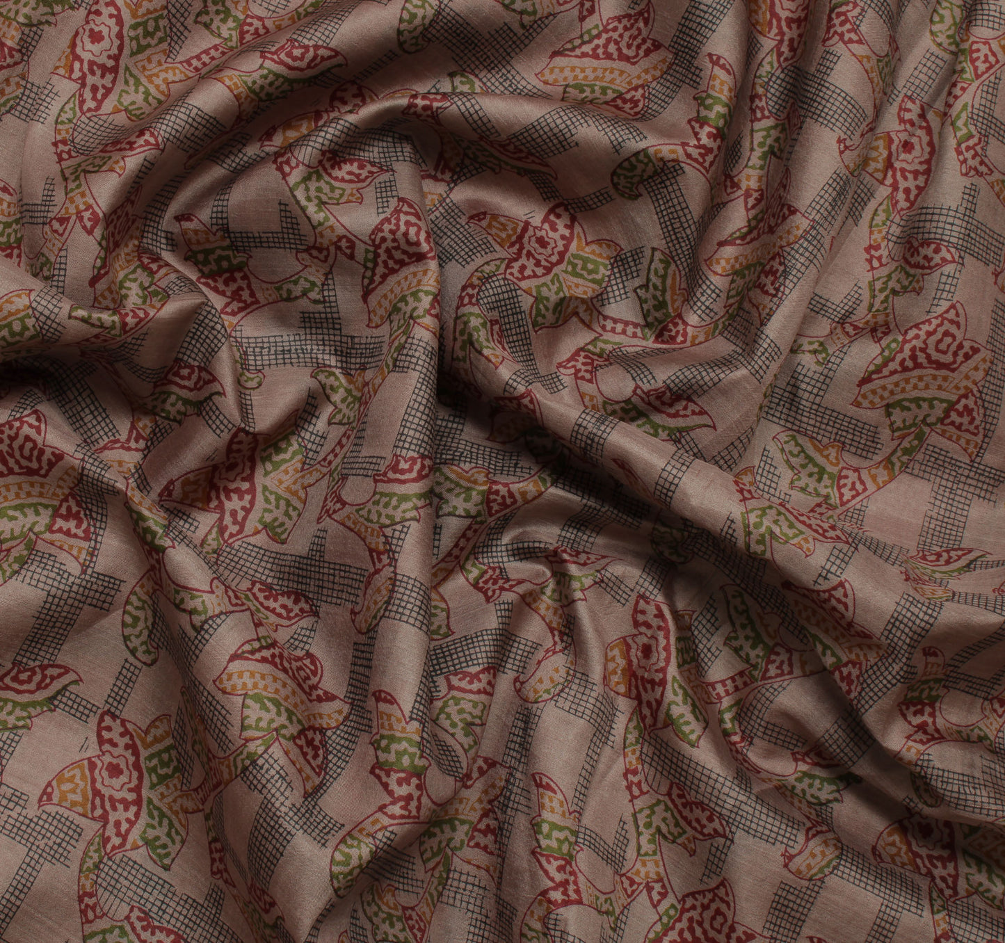 Sushila Vintage Indian Saree 100% Pure Silk Printed Floral Soft Craft Fabric