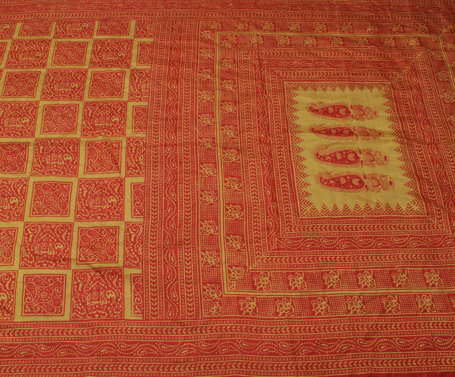 Sushila Vintage Indian Saree 100% Pure Silk Printed Elephant Sari Craft Fabric