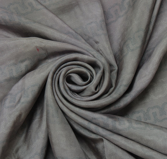 Sushila Vintage Gray Indian Saree 100% Pure Silk Printed Soft Sari Craft Fabric