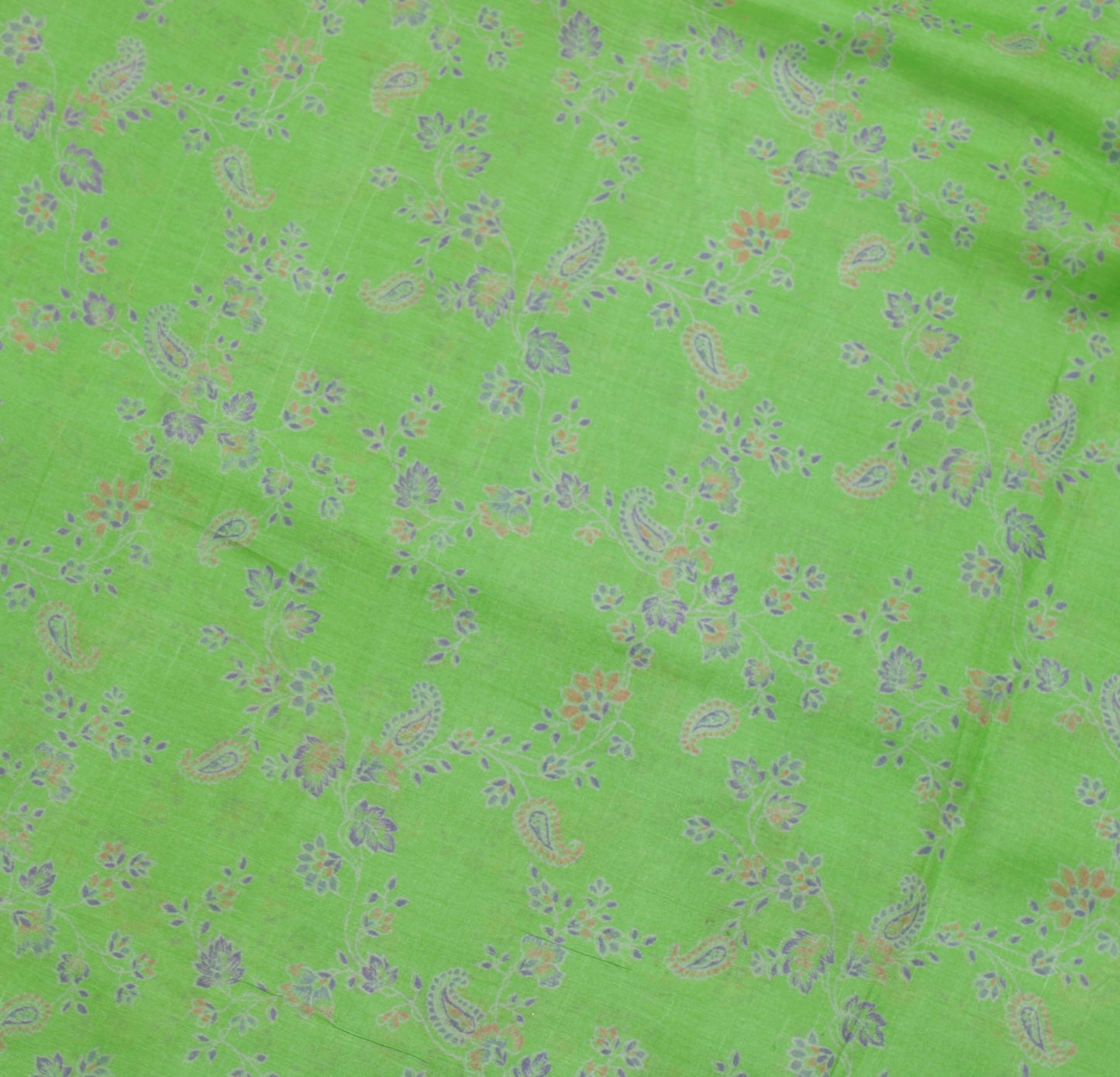 Sushila Vintage Green Saree 100% Pure Silk Printed Floral Soft Sari Craft Fabric