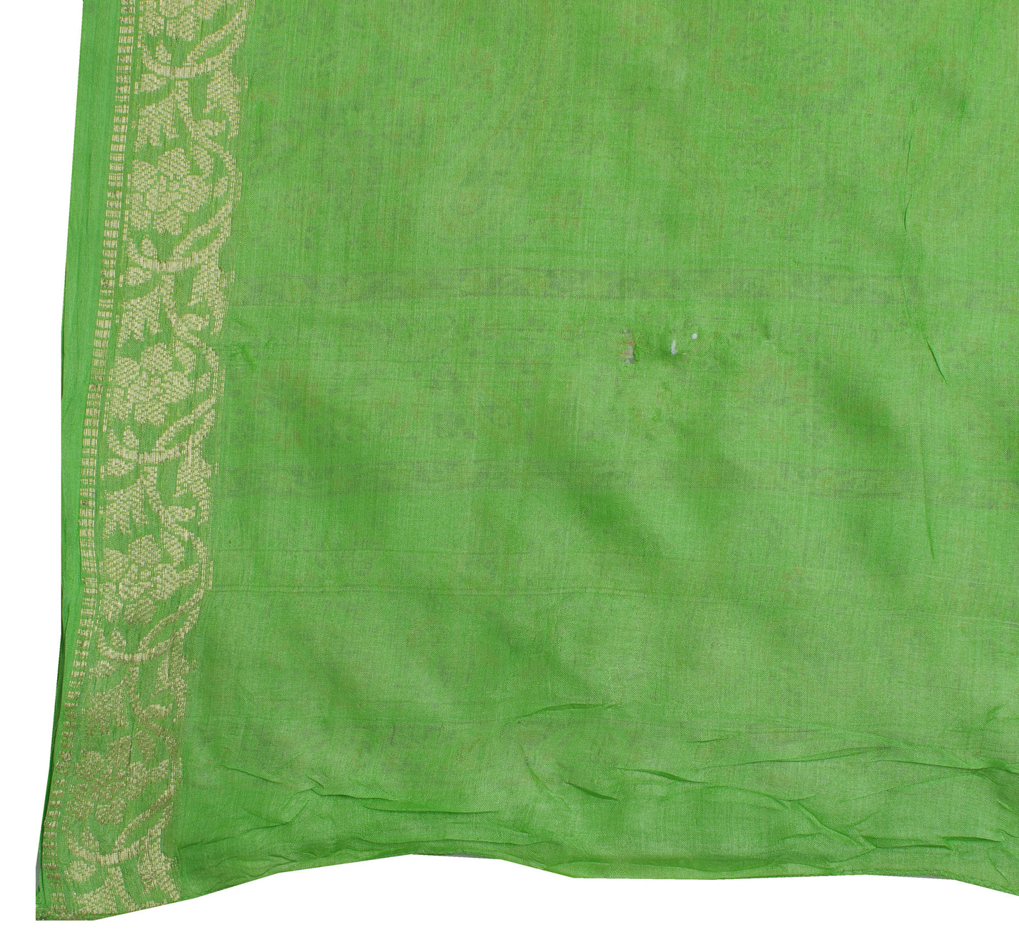 Sushila Vintage Green Saree 100% Pure Silk Printed Floral Soft Sari Craft Fabric