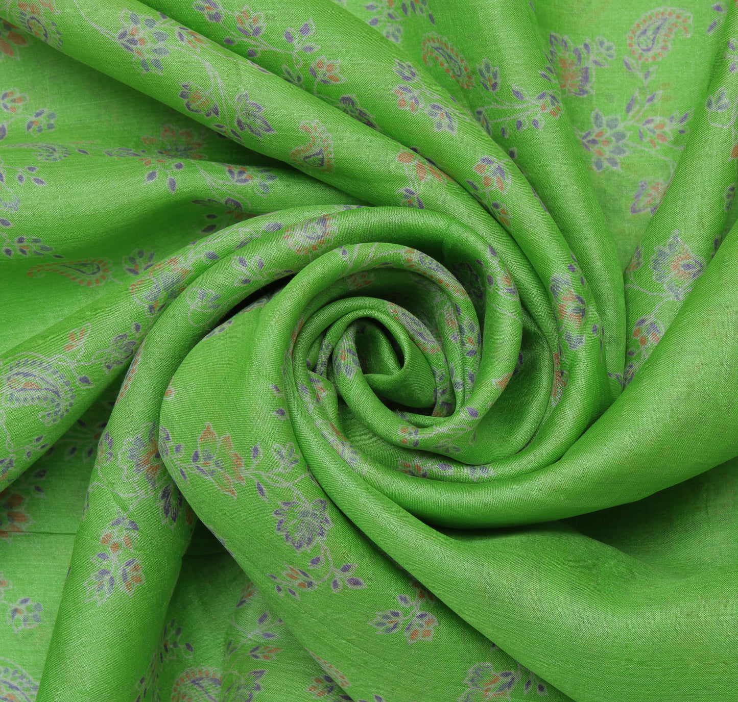 Sushila Vintage Green Saree 100% Pure Silk Printed Floral Soft Sari Craft Fabric