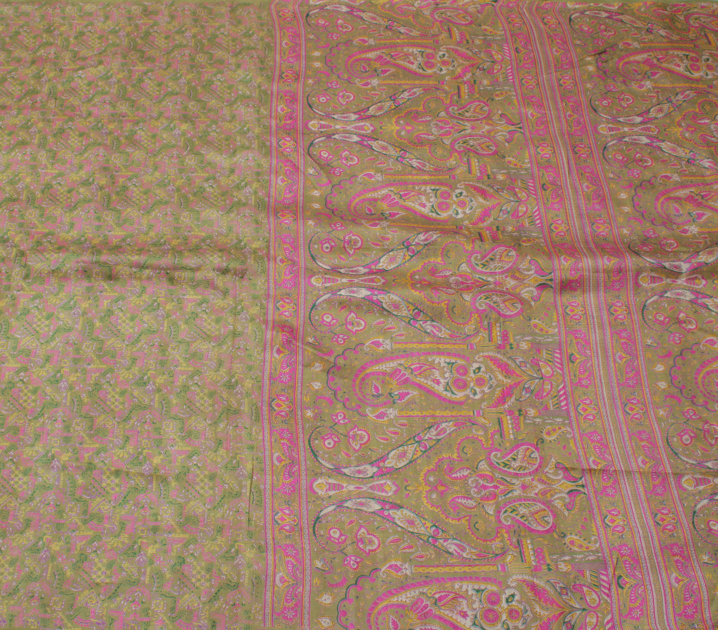 Sushila Vintage Green Indian Saree 100% Pure Silk Printed Floral Soft  Fabric