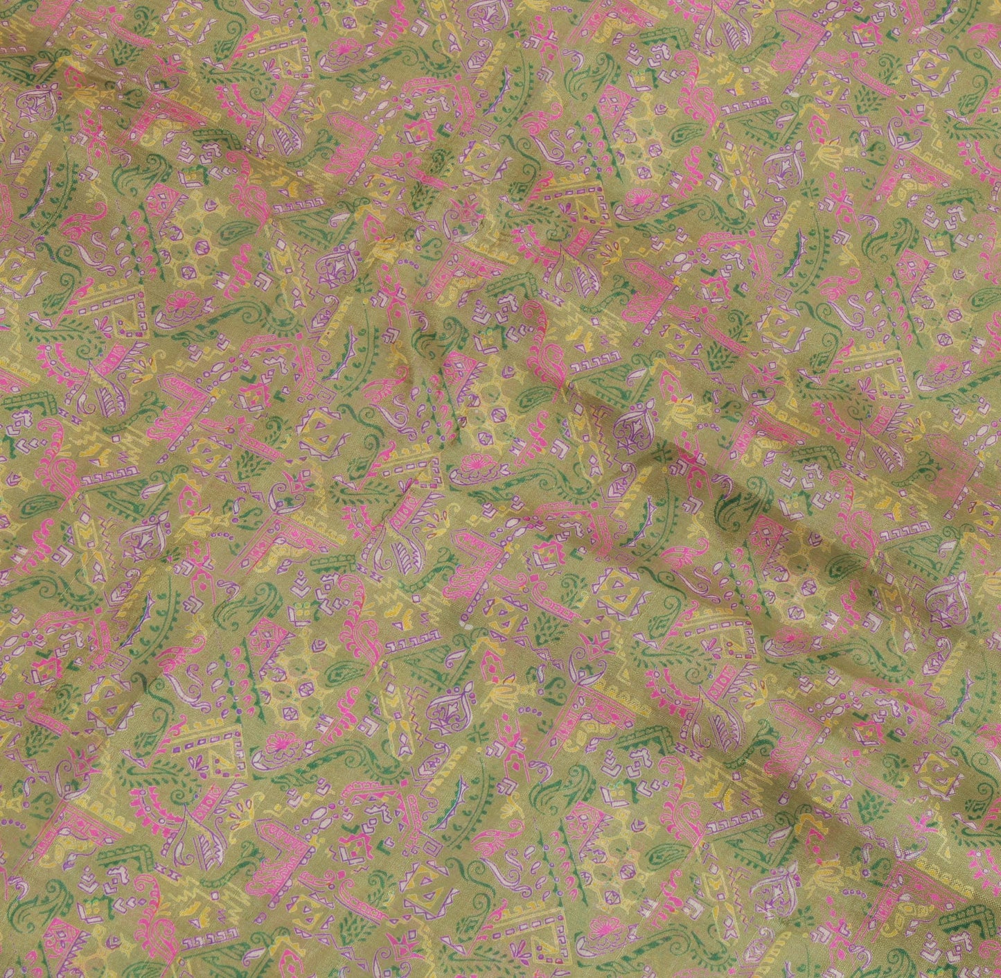 Sushila Vintage Green Indian Saree 100% Pure Silk Printed Floral Soft  Fabric