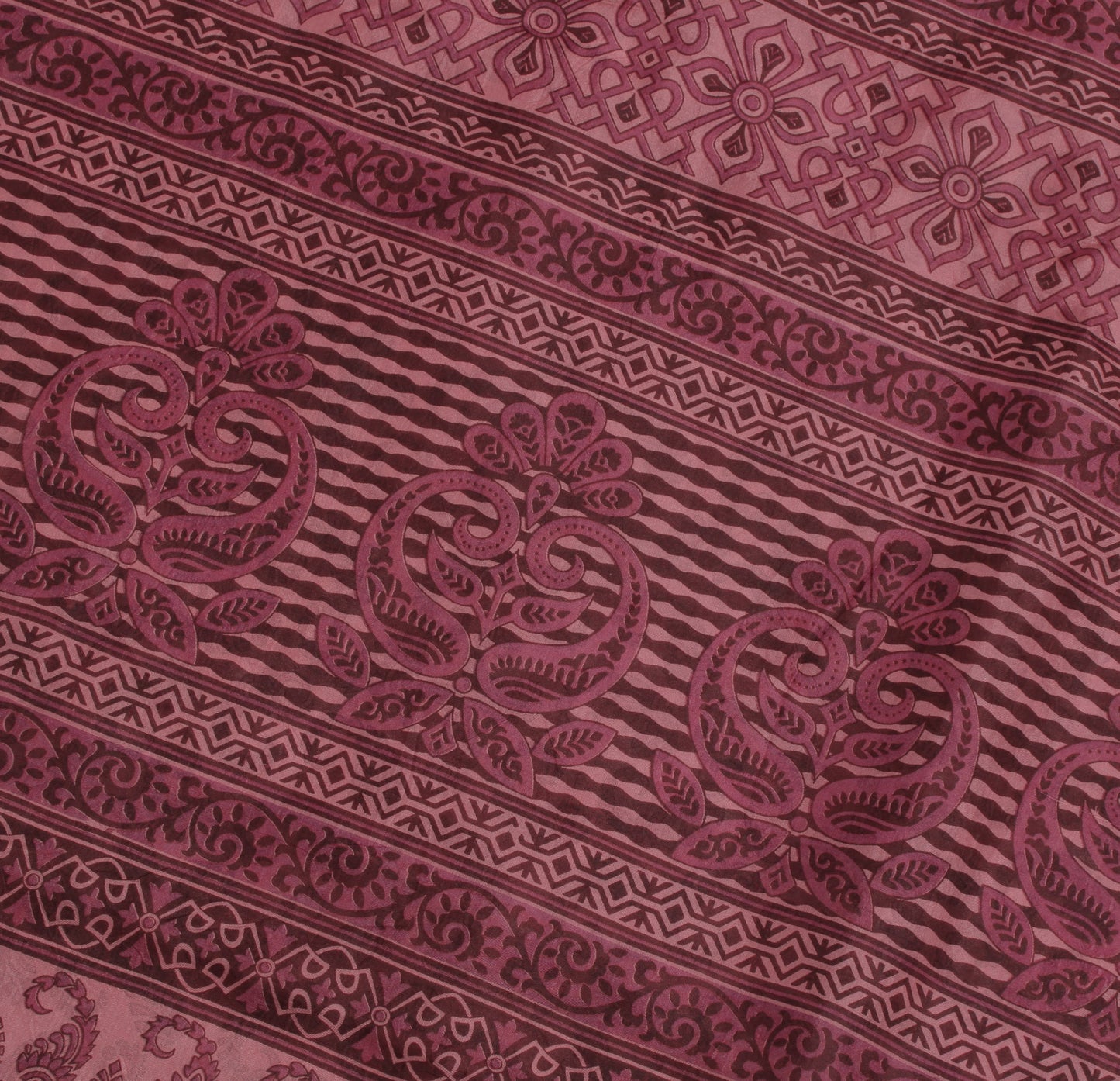 Sushila Vintage Mauve Saree 100% Pure Silk Printed Paisley 5 Yard  Craft Fabric