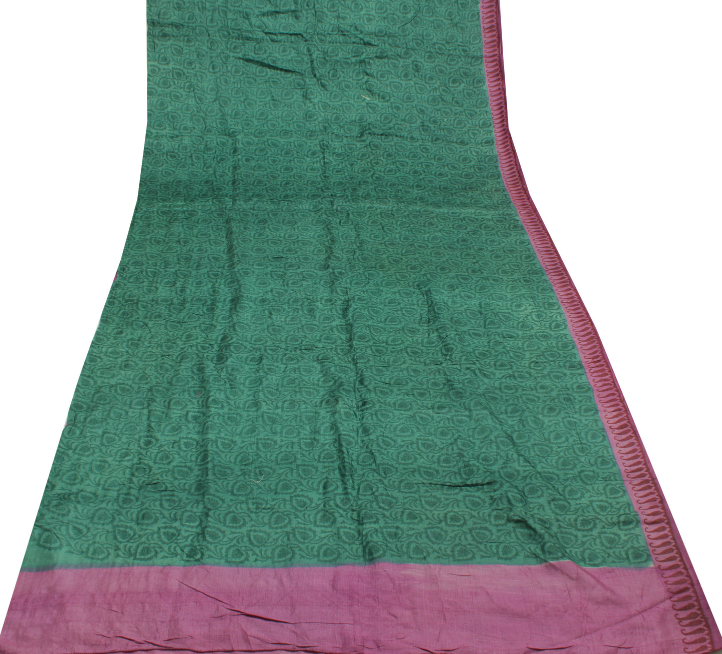 Sushila Vintage Grayish Green Saree Pure Silk Printed Soft Sari Craft Fabric