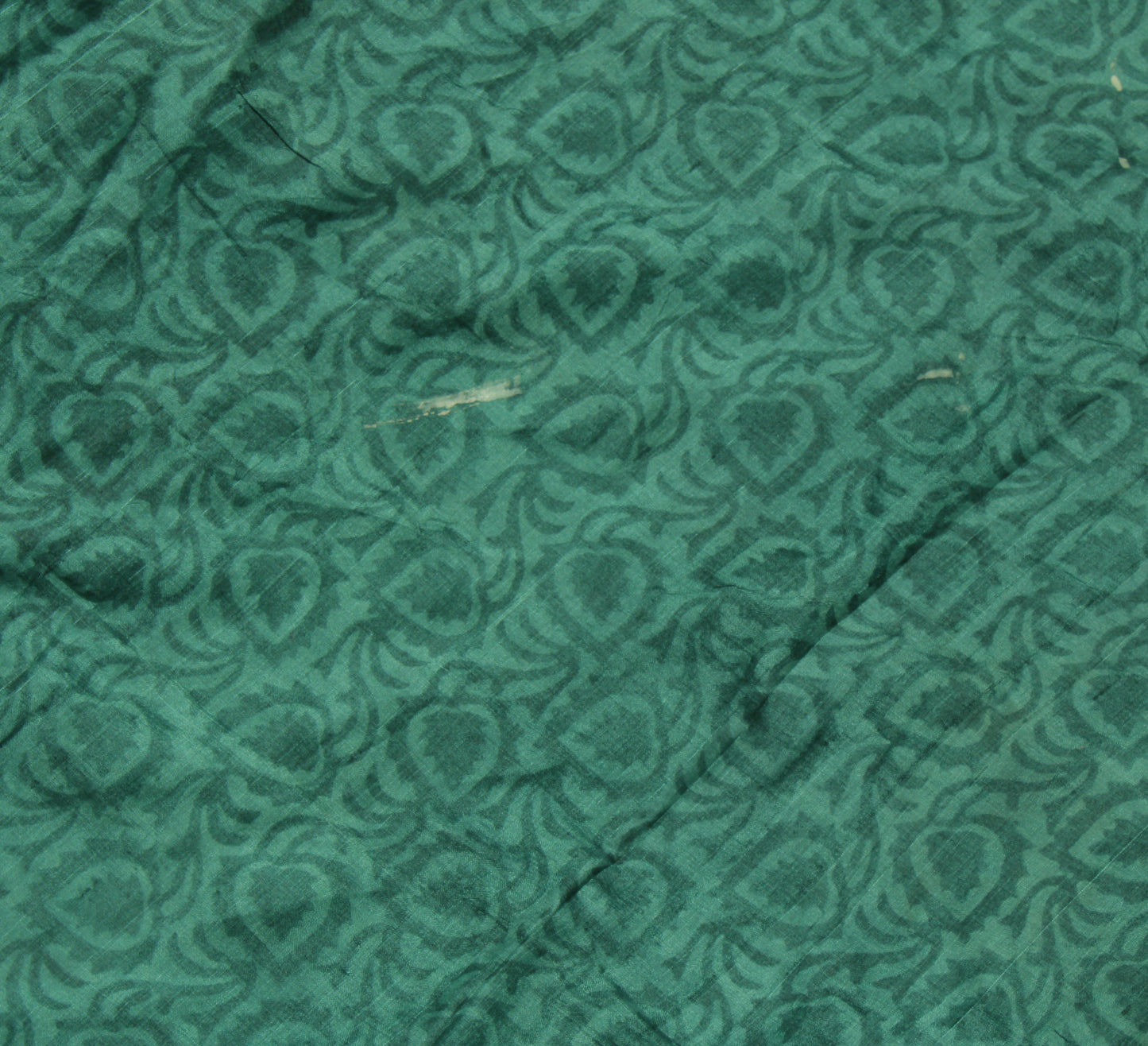 Sushila Vintage Grayish Green Saree Pure Silk Printed Soft Sari Craft Fabric