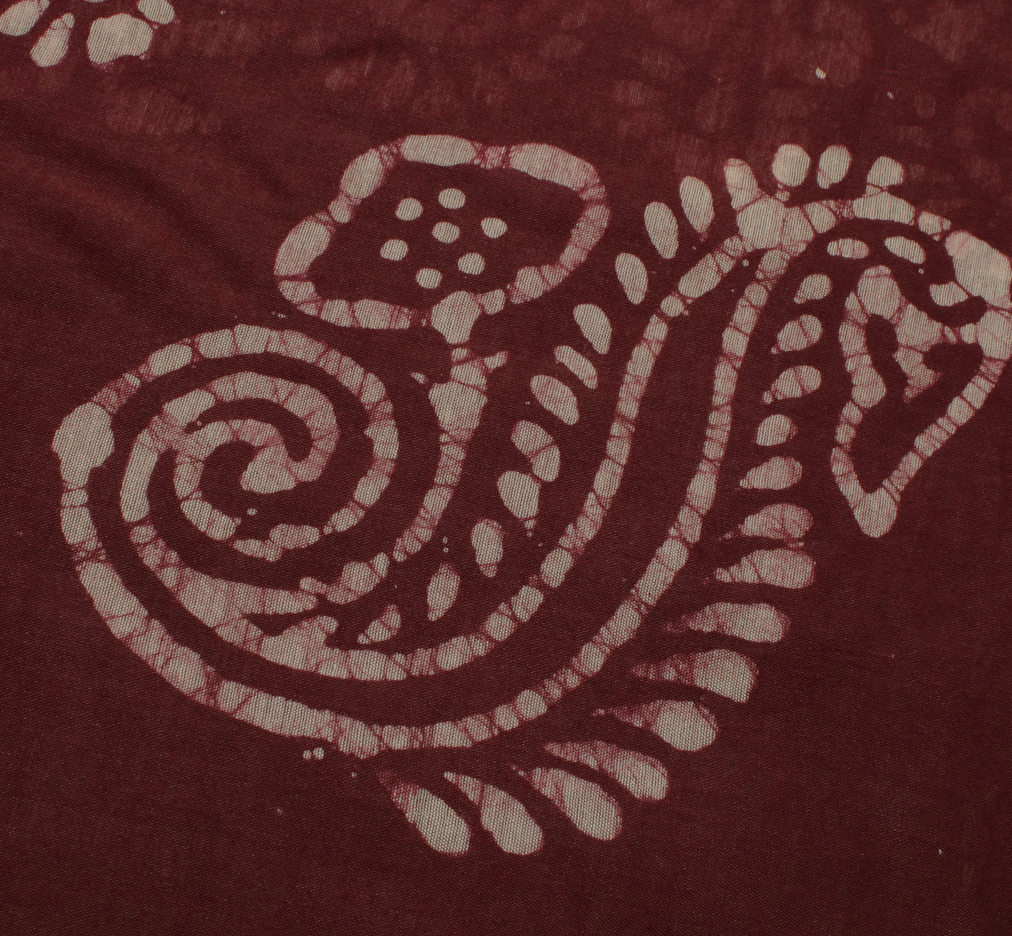 Sushila Vintage dark Maroon Indian Saree Blend Silk Batik Printed Craft Fabric