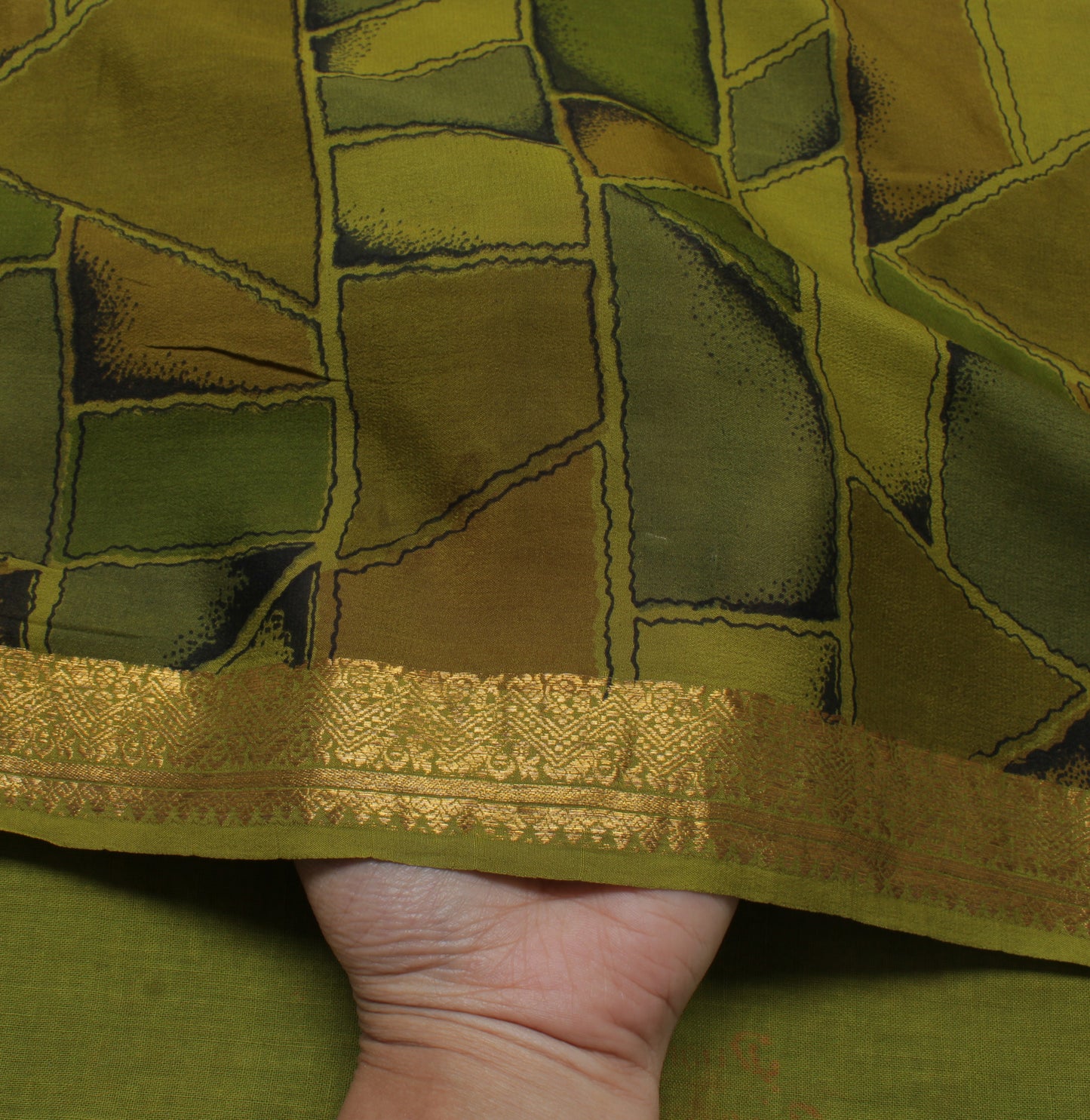 Sushila Vintage Green Saree 100% Pure Silk Printed  Soft Craft 5 YD Fabric