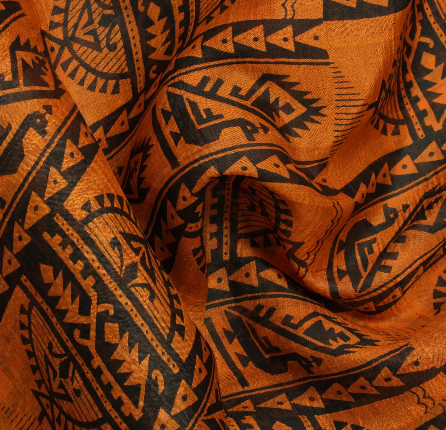 Sushila Vintage Rust Saree 100% Pure Silk Printed Abstract Soft Craft Fabric