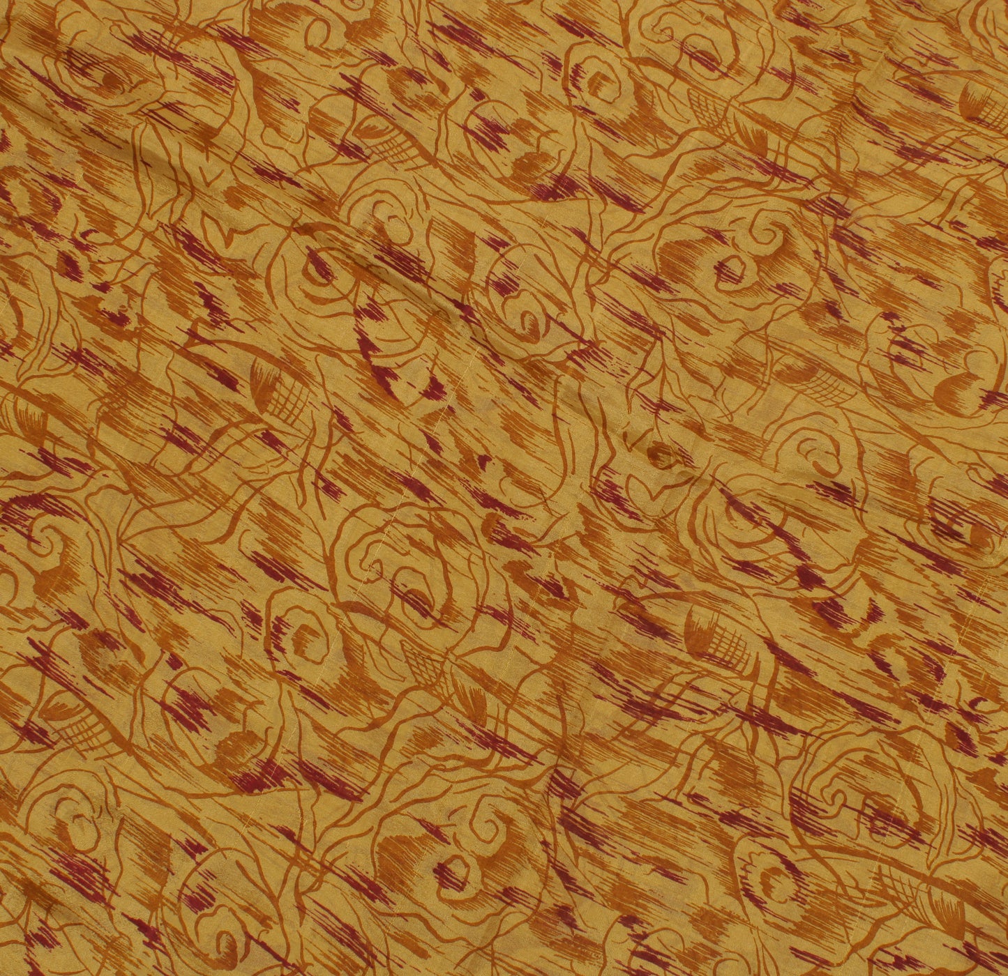 Sushila Vintage Brown Saree 100% Pure Silk Printed Floral Soft Craft Fabric